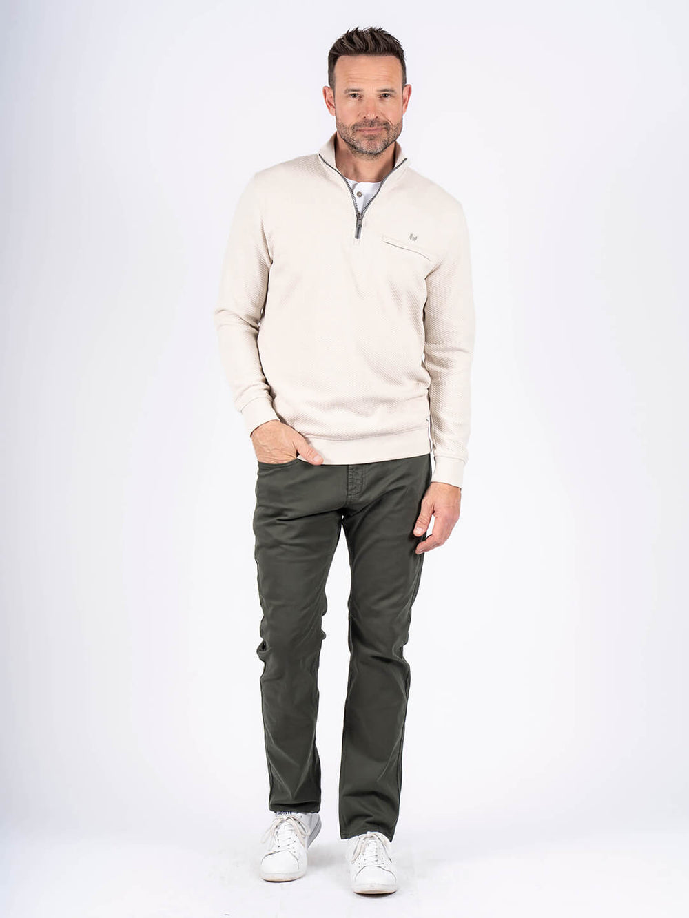 PRE END ALF 1/4 ZIP TEXTURED ZIP - CREAM