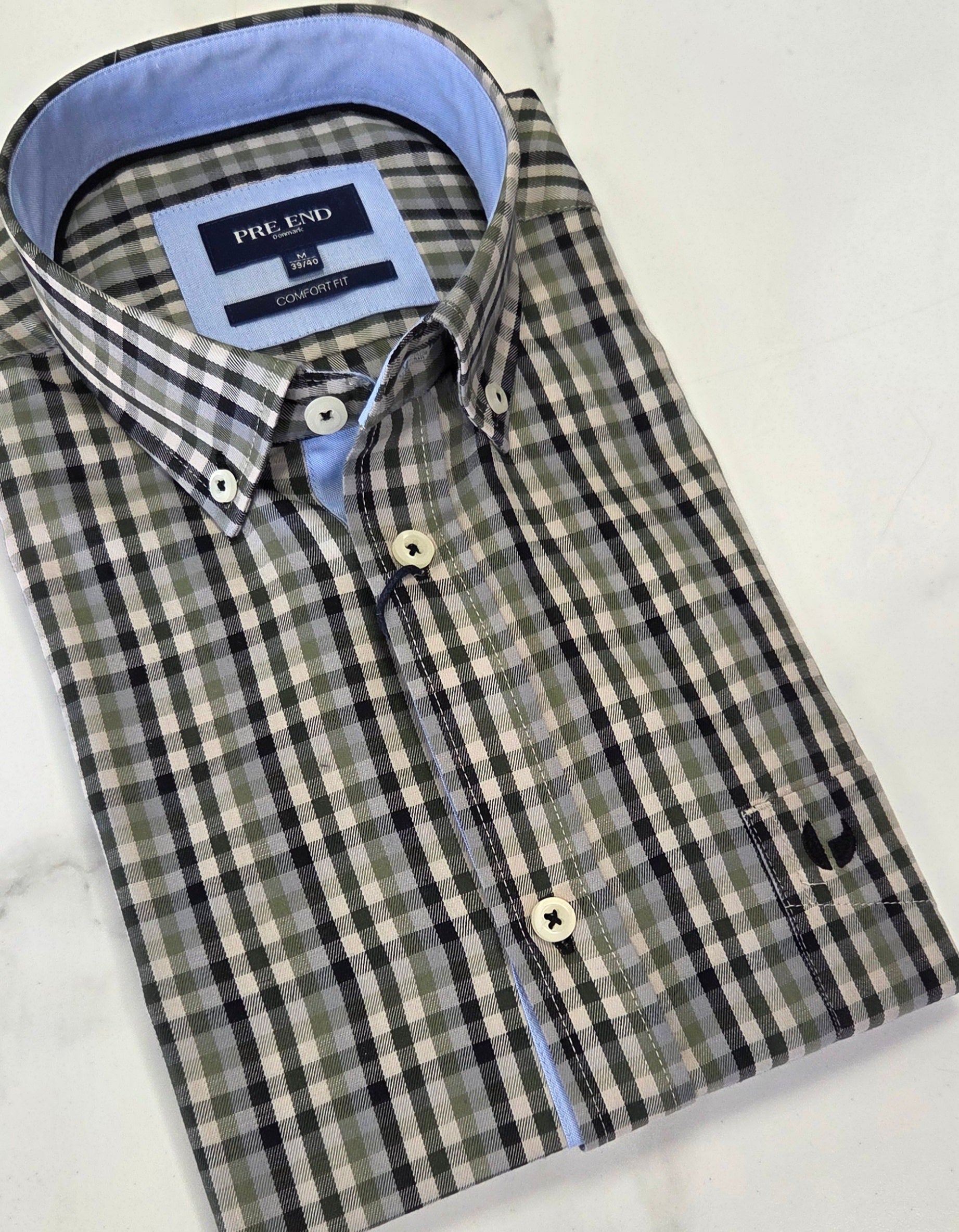 PRE END ROME SMALL CHECK L/S SHIRT - GREEN