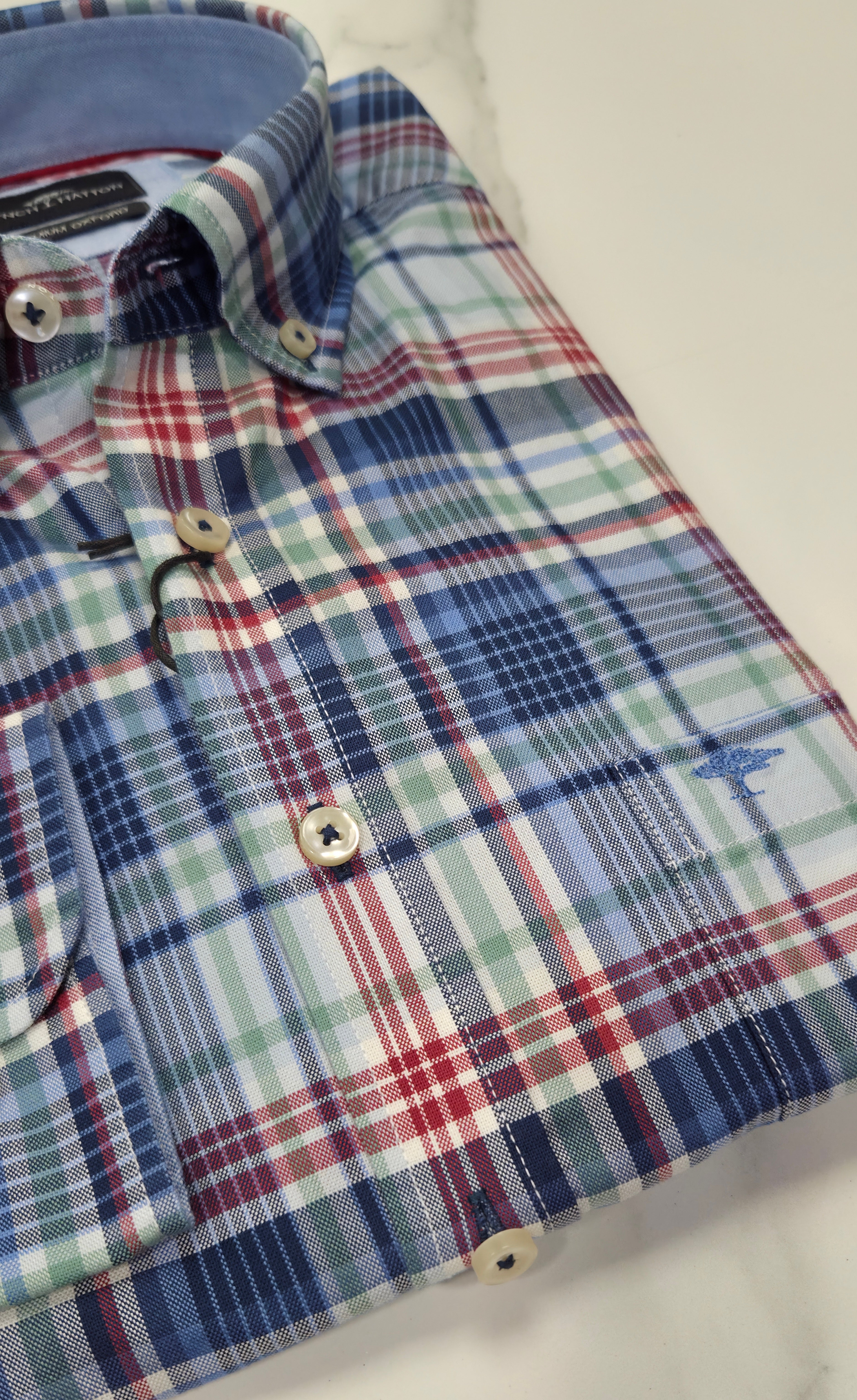 FYNCH HATTON OXFORD CHECK L/S SHIRT- MULTI