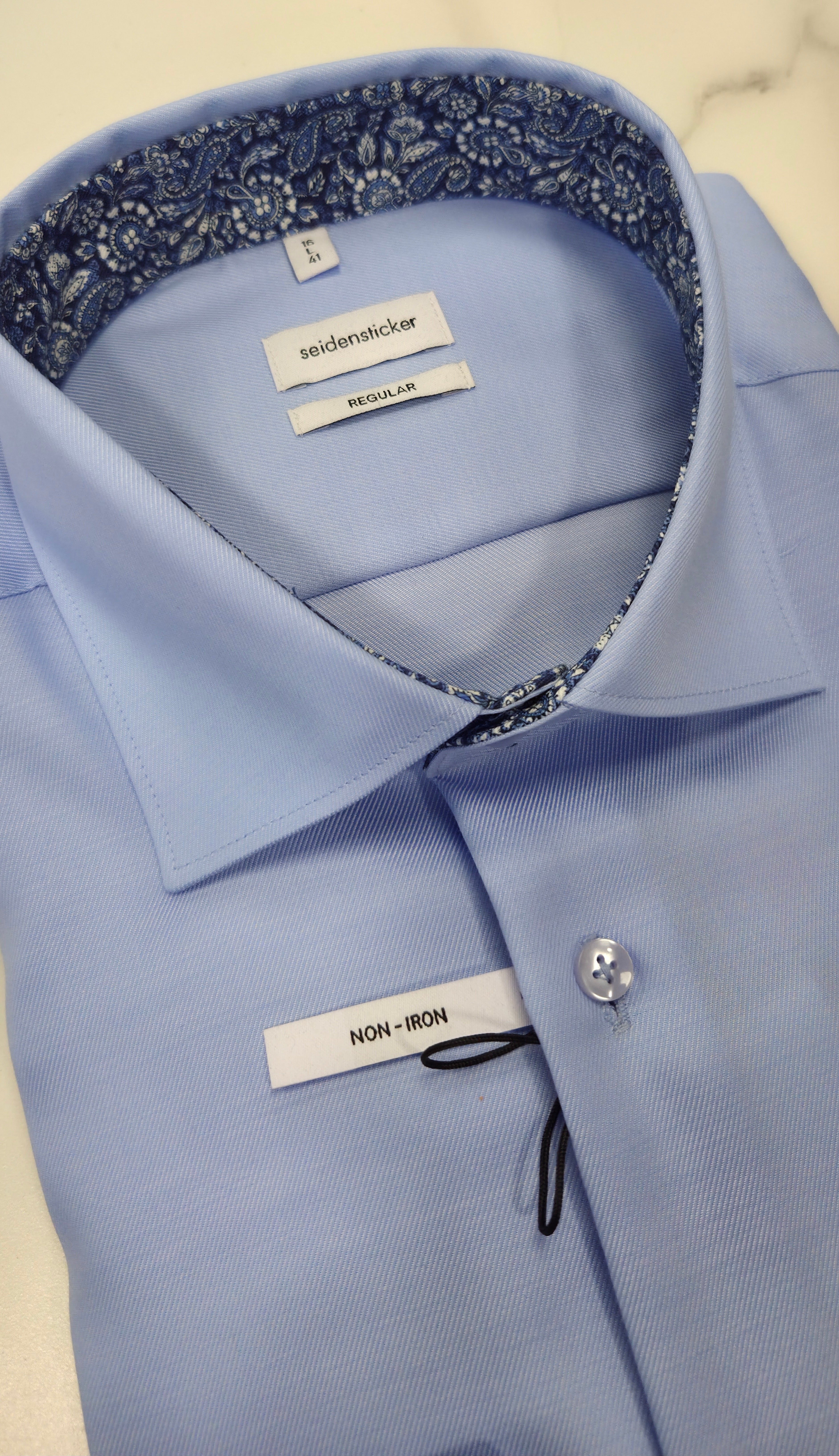 SEIDENSTICKER TRIM DETAIL COLLAR/CUFF REGULAR FIT L/S SHIRT (01.845531) - BLUE