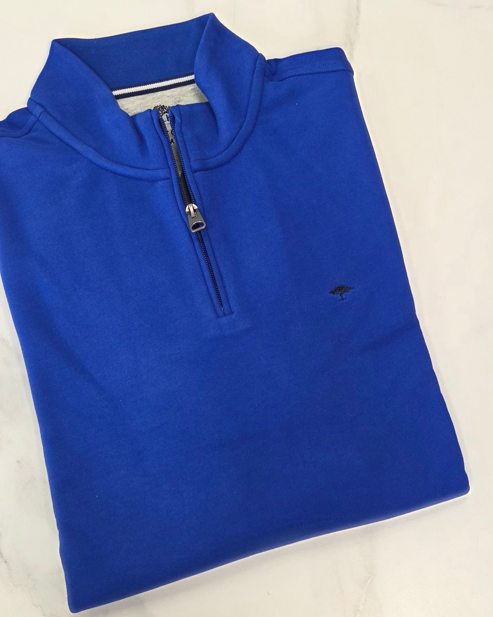 FYNCH HATTON 1/4 ZIP SWEATSHIRT - BLUE
