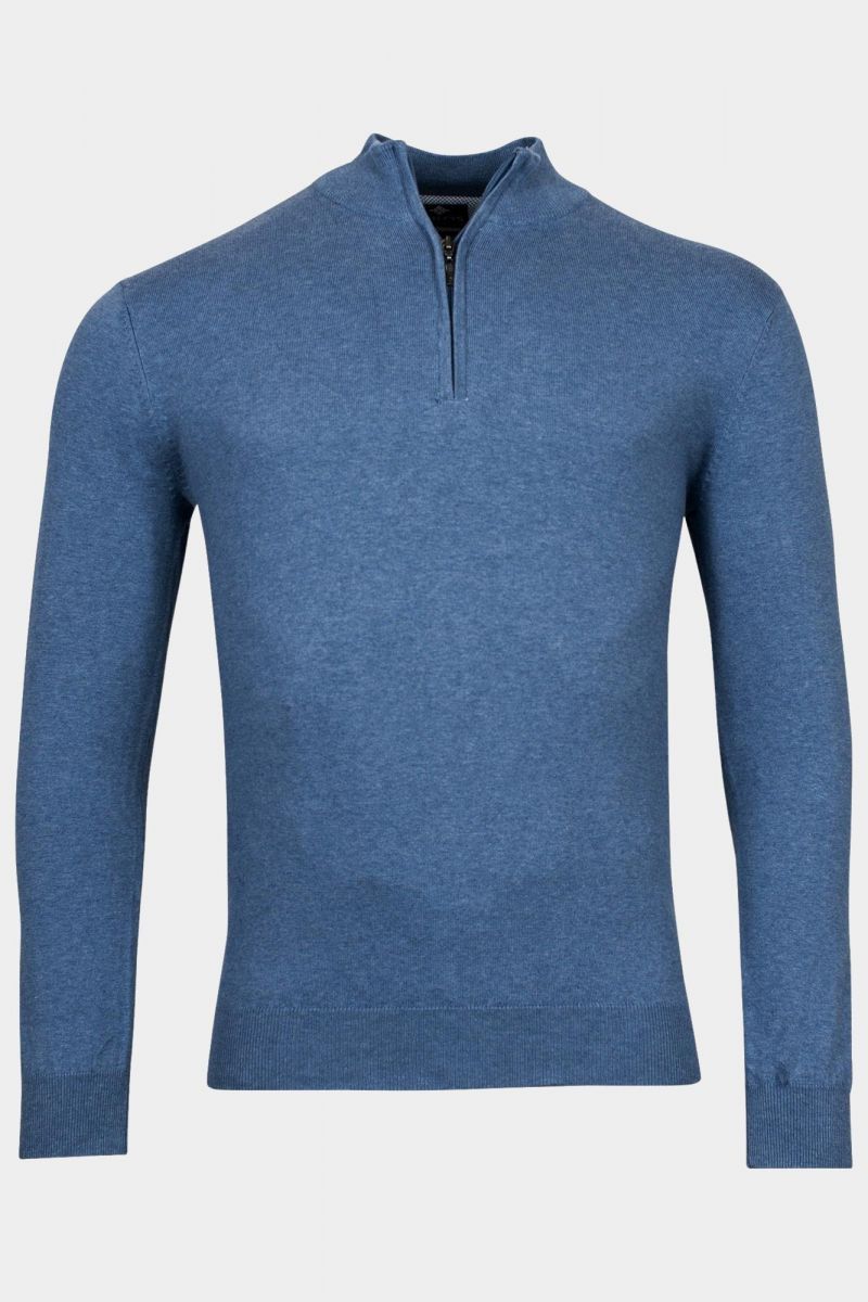 BAILEYS 1/4 ZIP KNITWEAR PLUS SIZED 3XL - 5XL  - OCEAN BLUE
