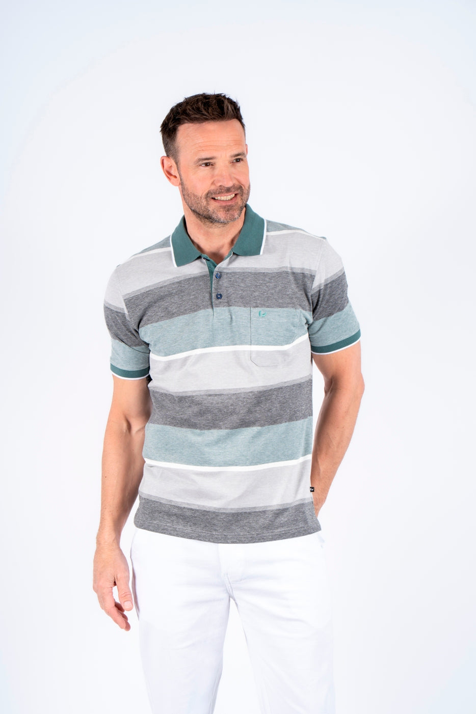 PRE END ELLIS POLO SHIRT - SAGE/GREY