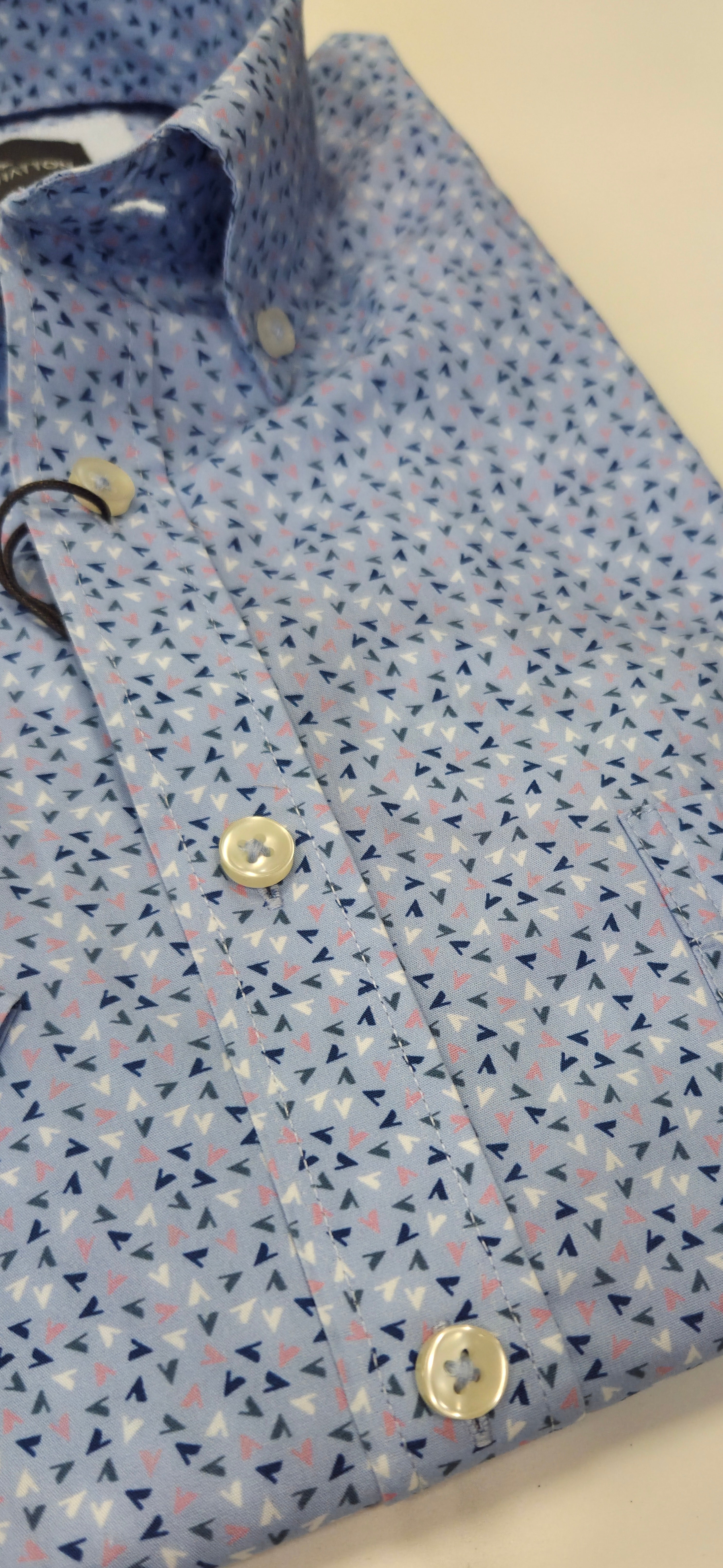 FYNCH HATTON PRINT S/S SHIRT  - BLUE