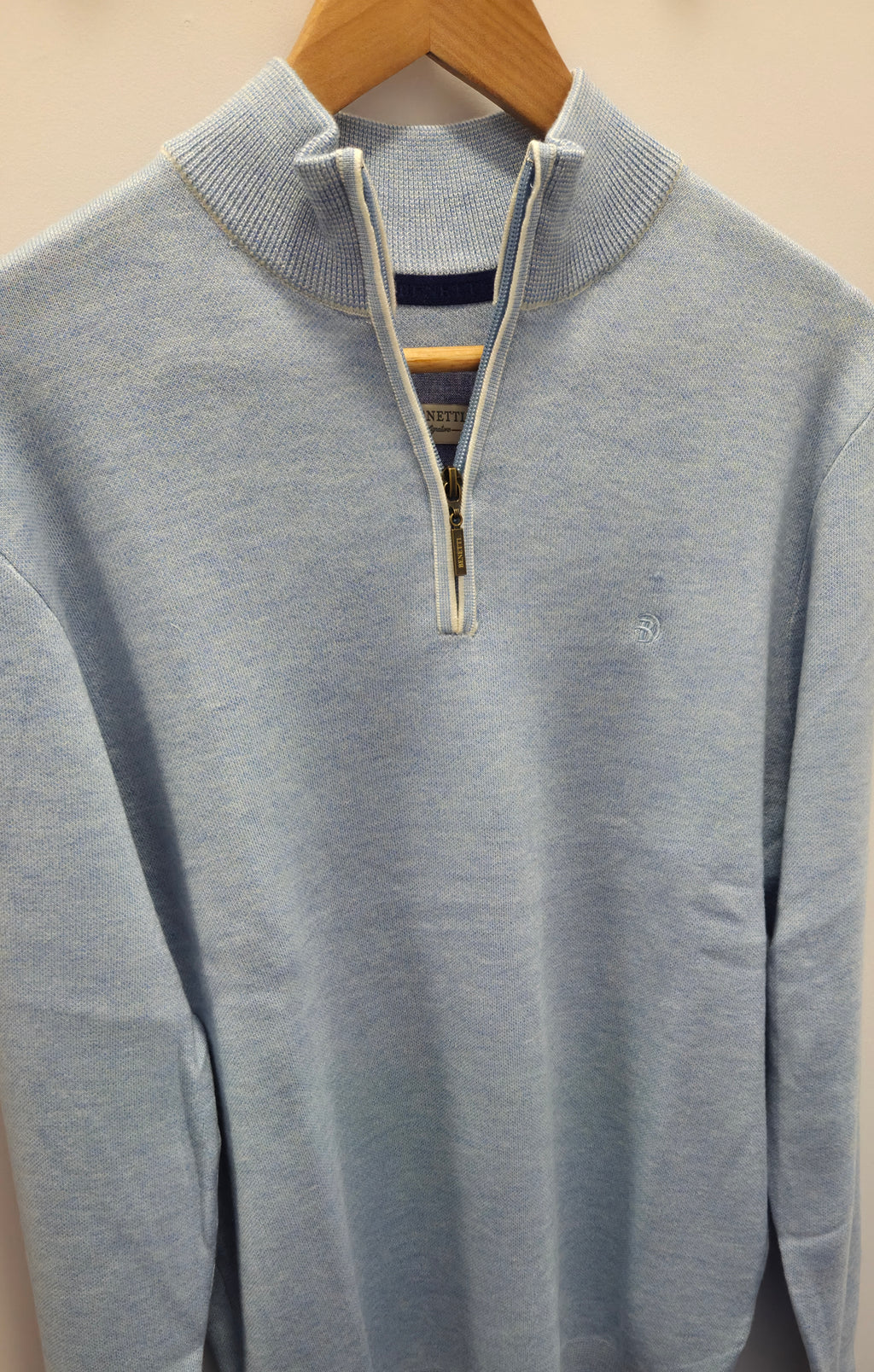 BENETTI JULIUS 1/4 ZIP KNITWEAR - SKY BLUE