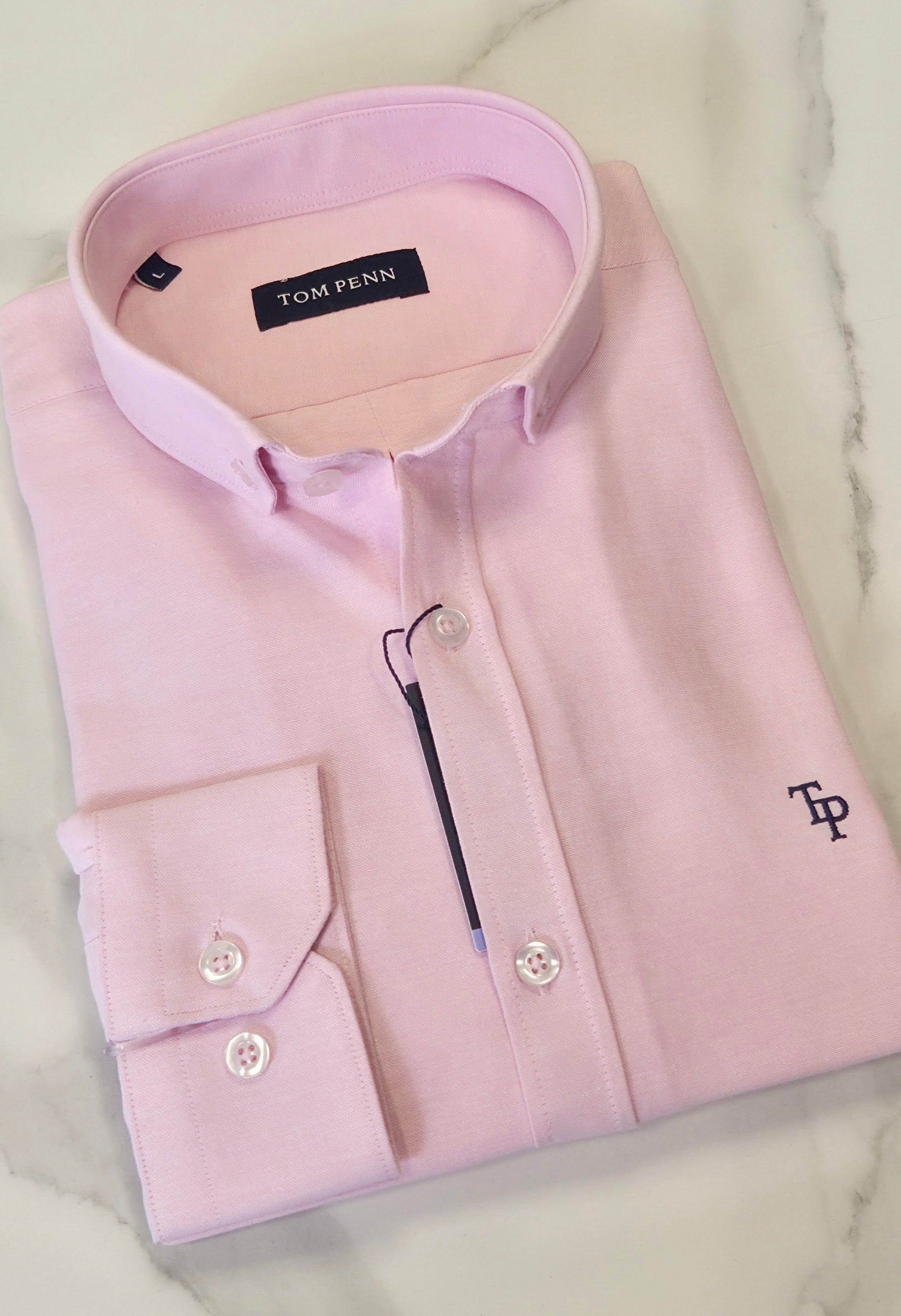 TOM PENN OXFORD COTTON L/S SHIRT - PINK