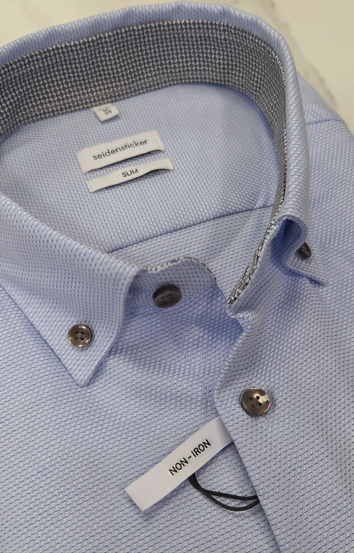 SEIDENSTICKER FLICK PATTERN SLIM FIT L/S SHIRT (01.852426.11) - BLUE