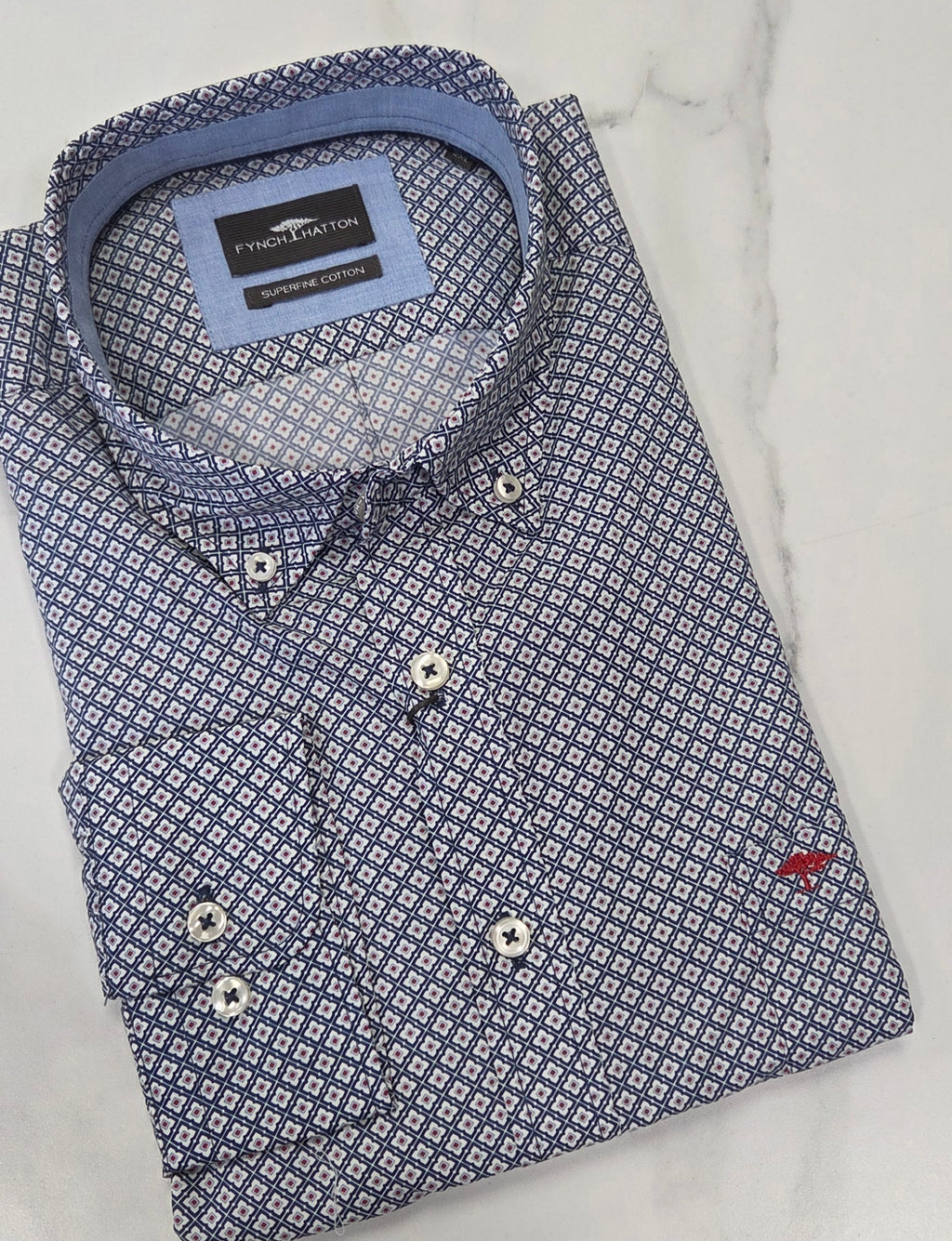 FYNCH HATTON GEOMETRIC PRINT L/S SHIRT (16108800/661) - MULTI