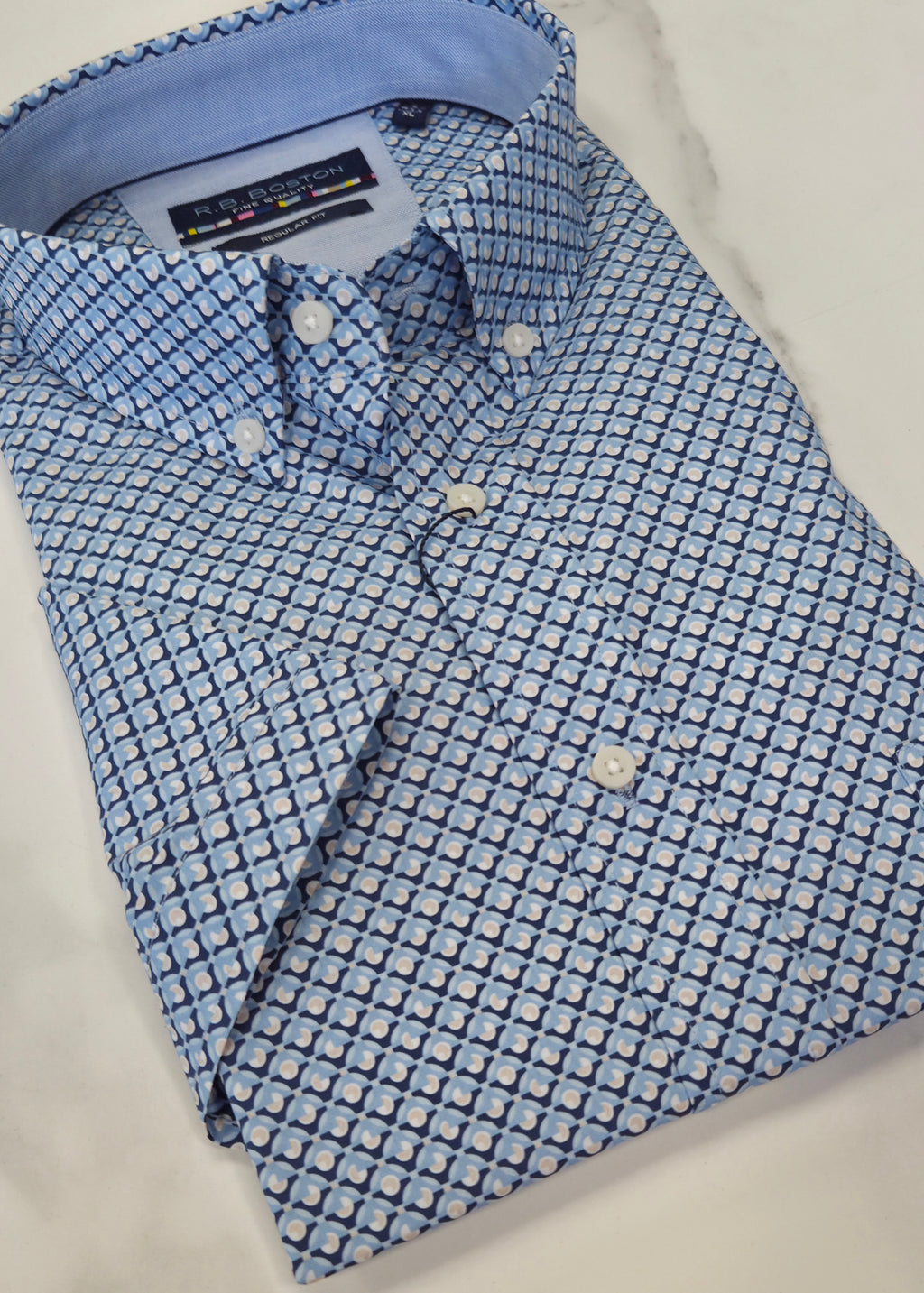 R.B BOSTON PATTERN S/S SHIRT (616670/620) - BLUE MULTI