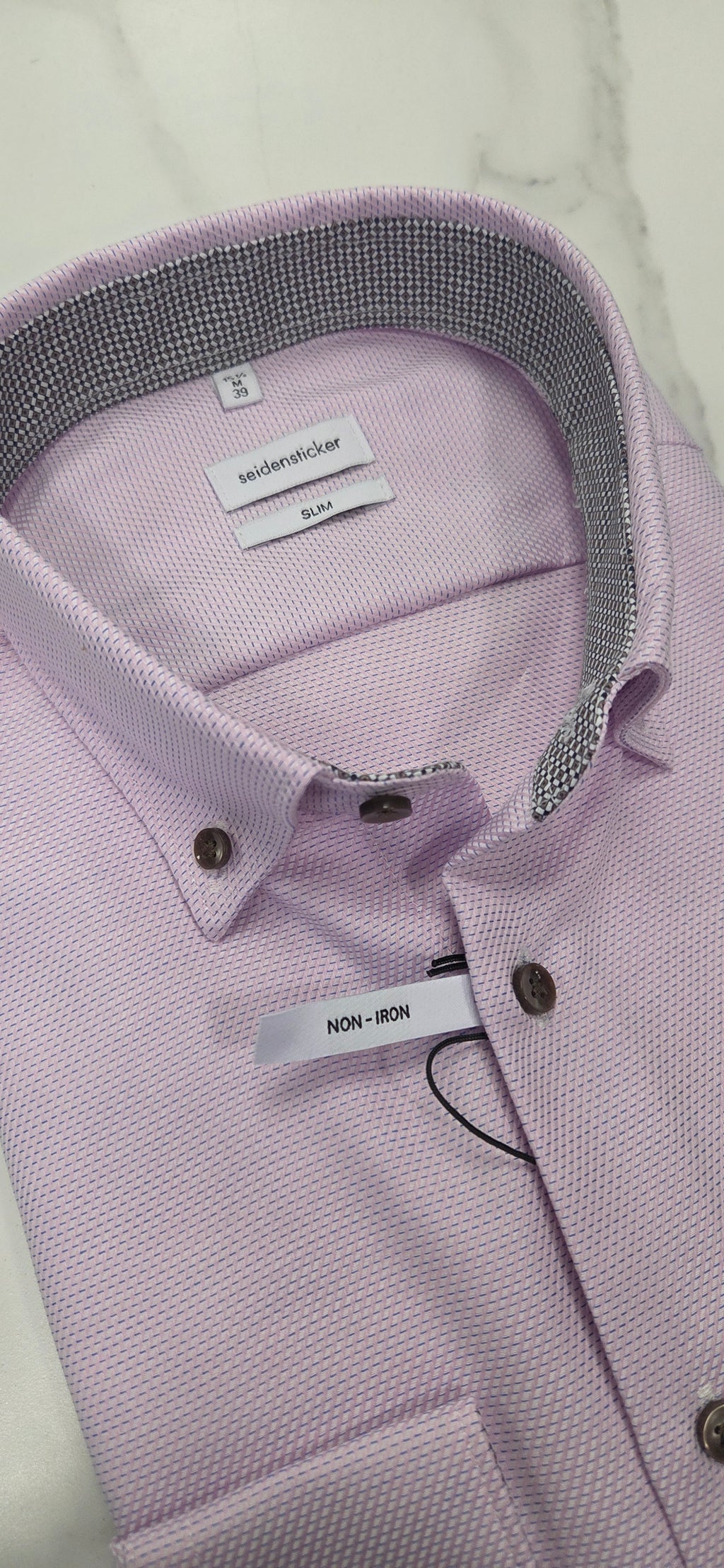 SEIDENSTICKER FLICK PATTERN SLIM FIT L/S SHIRT (01.852426.42) - PINK/BLUE