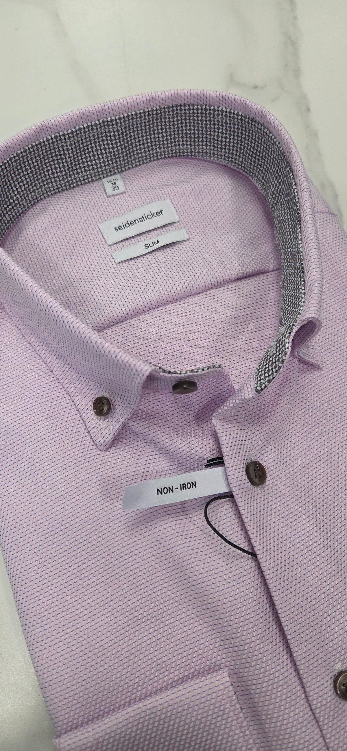 SEIDENSTICKER FLICK PATTERN SLIM FIT L/S SHIRT (01.852426.42) - PINK/BLUE