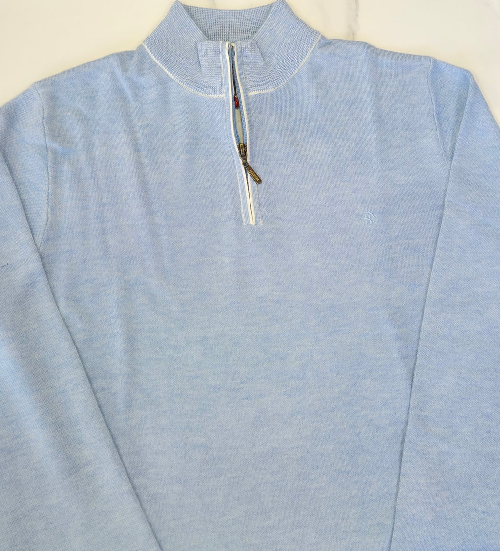 BENETTI JULIUS 1/4 ZIP KNITWEAR - SKY BLUE
