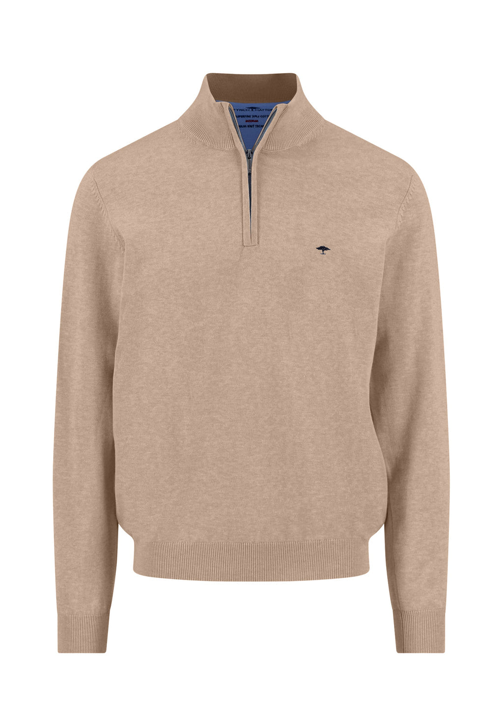 FYNCH HATTON 1/4 ZIP KNITWEAR - BEIGE