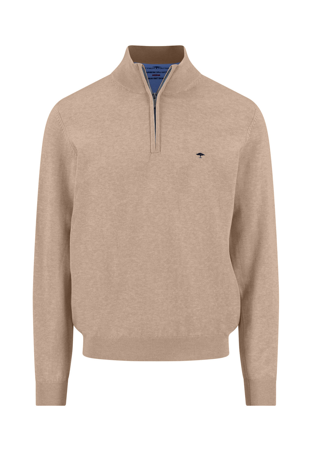 FYNCH HATTON 1/4 ZIP KNITWEAR - BEIGE