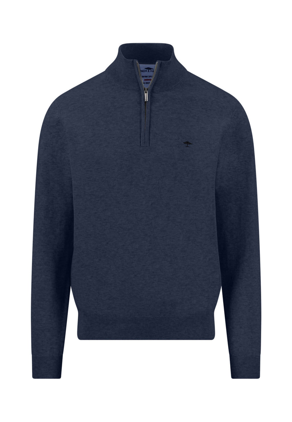 FYNCH HATTON 1/4 ZIP KNITWEAR  - INK BLUE