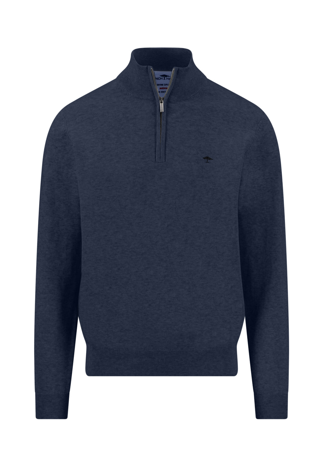 FYNCH HATTON 1/4 ZIP KNITWEAR  - INK BLUE