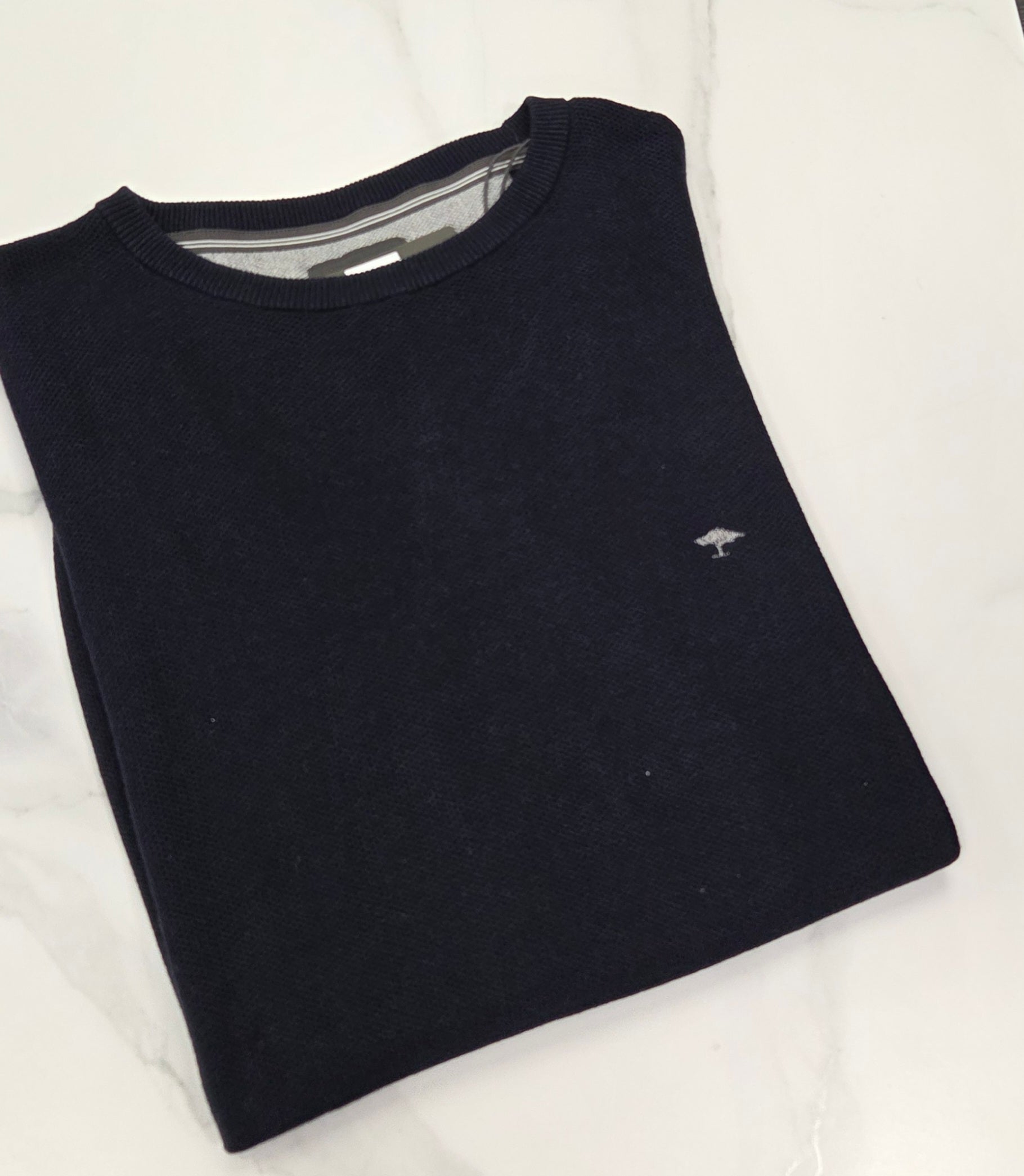 FYNCH HATTON O NECK TEXTURED KNITWEAR  - NAVY