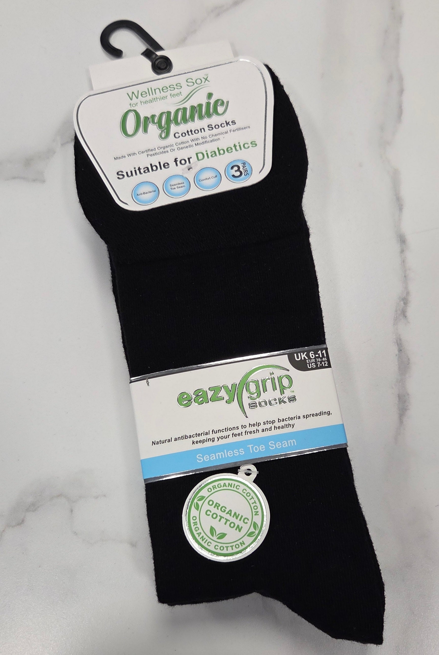 DIABETIC 3 PACK SOCK - BLACK