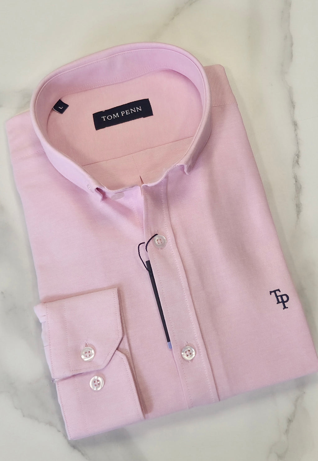 TOM PENN OXFORD COTTON L/S SHIRT - PINK