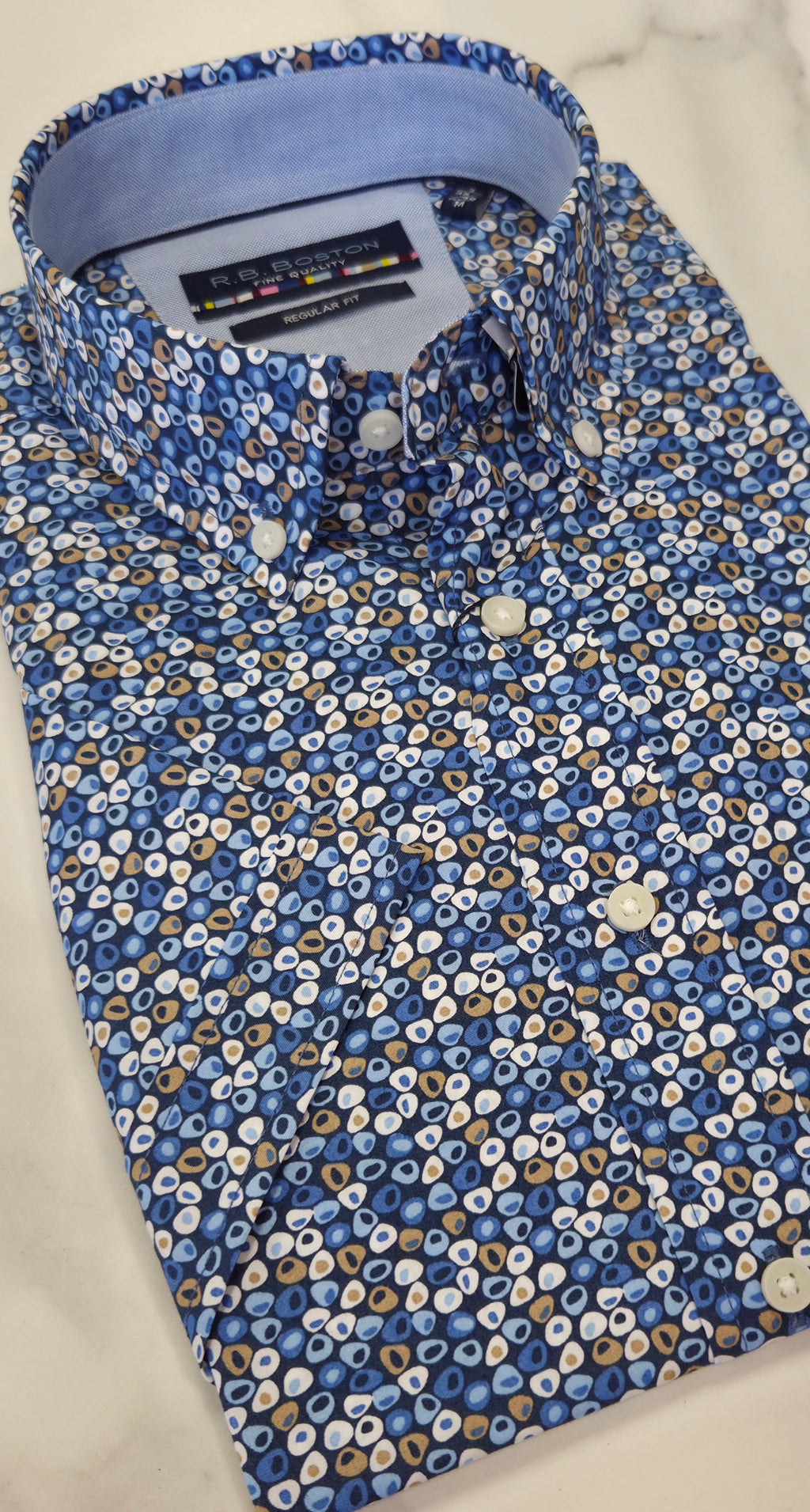 R.B BOSTON PATTERN S/S SHIRT (616670/639) - BLUE MULTI