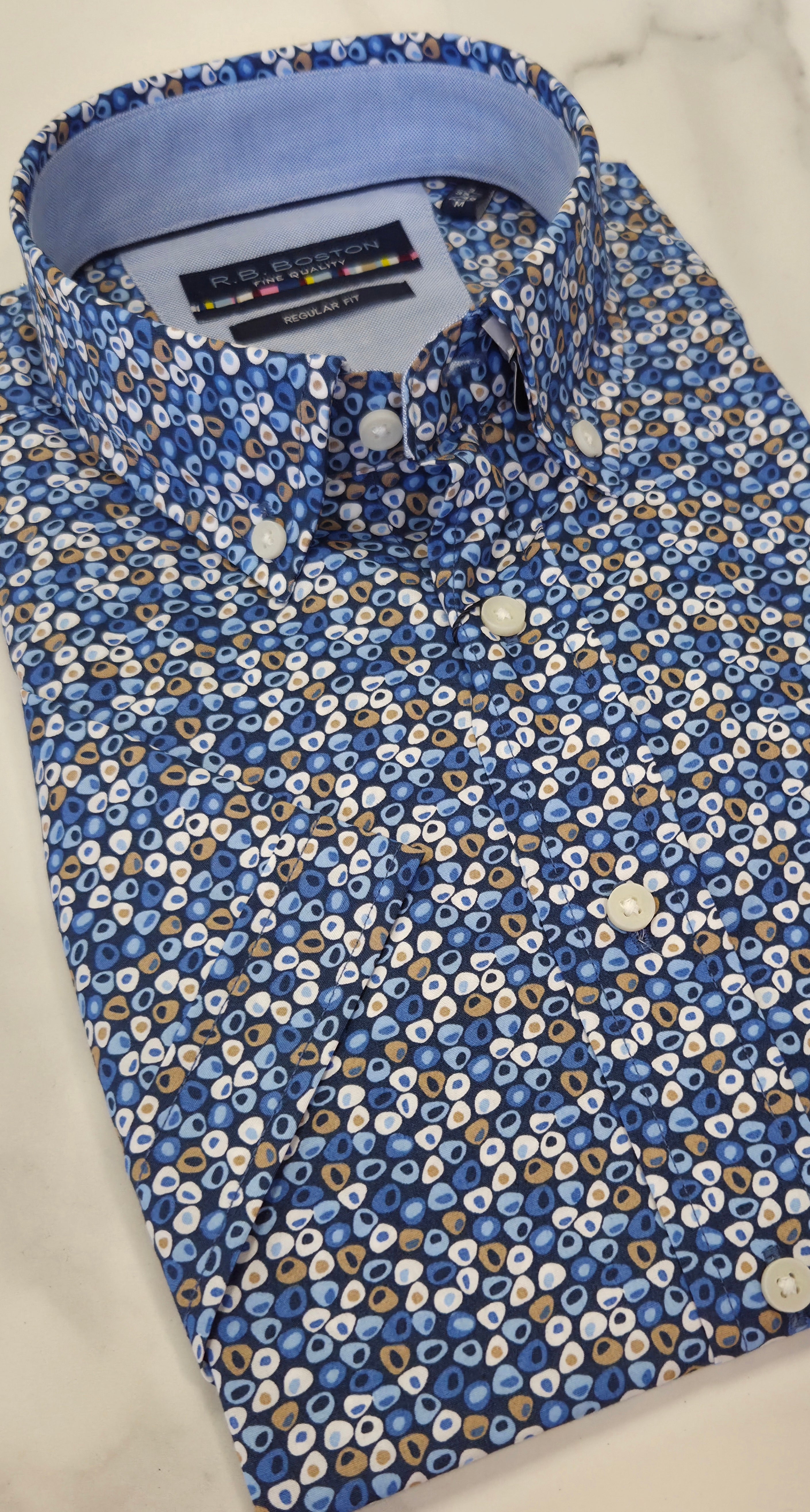 R.B BOSTON PATTERN S/S SHIRT (616670/639) - BLUE MULTI