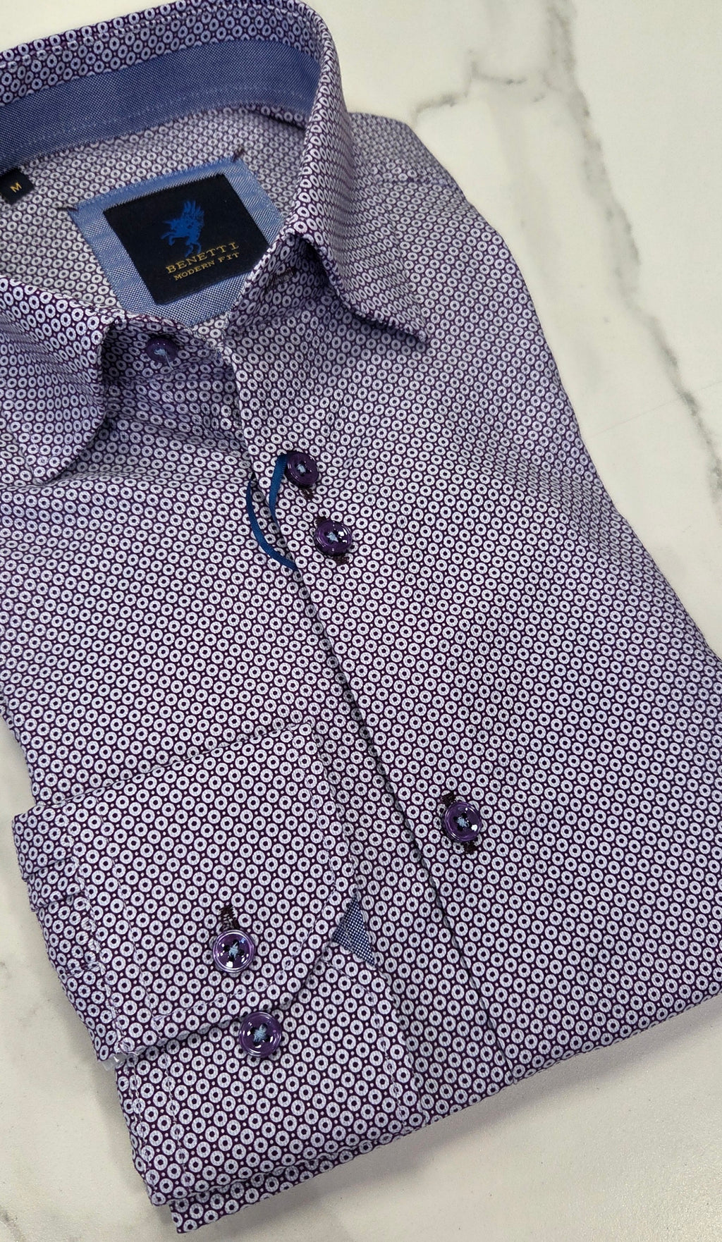 BENETTI MADDISON PATTERN L/S SHIRT - PLUM