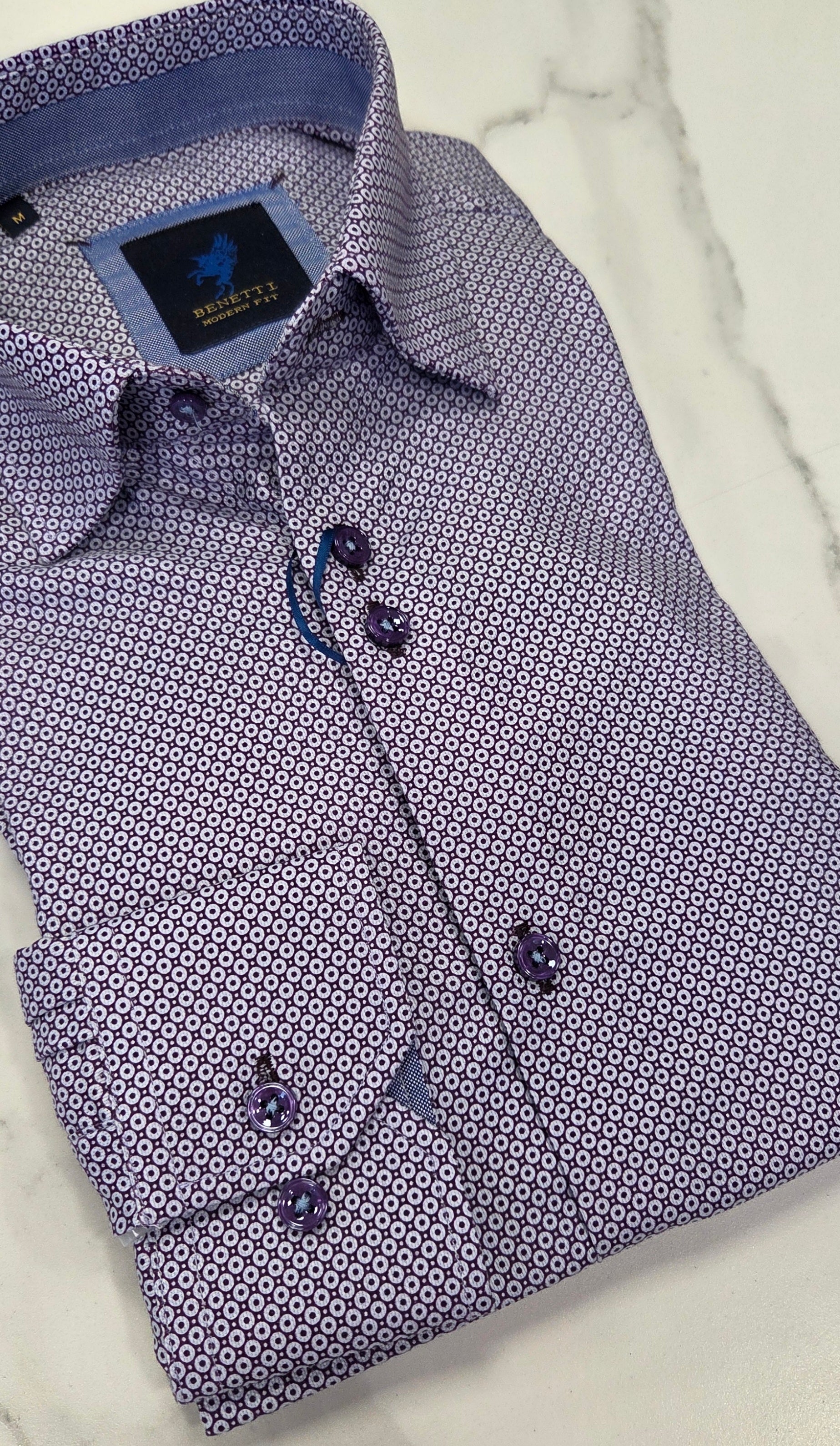 BENETTI MADDISON PATTERN L/S SHIRT - PLUM