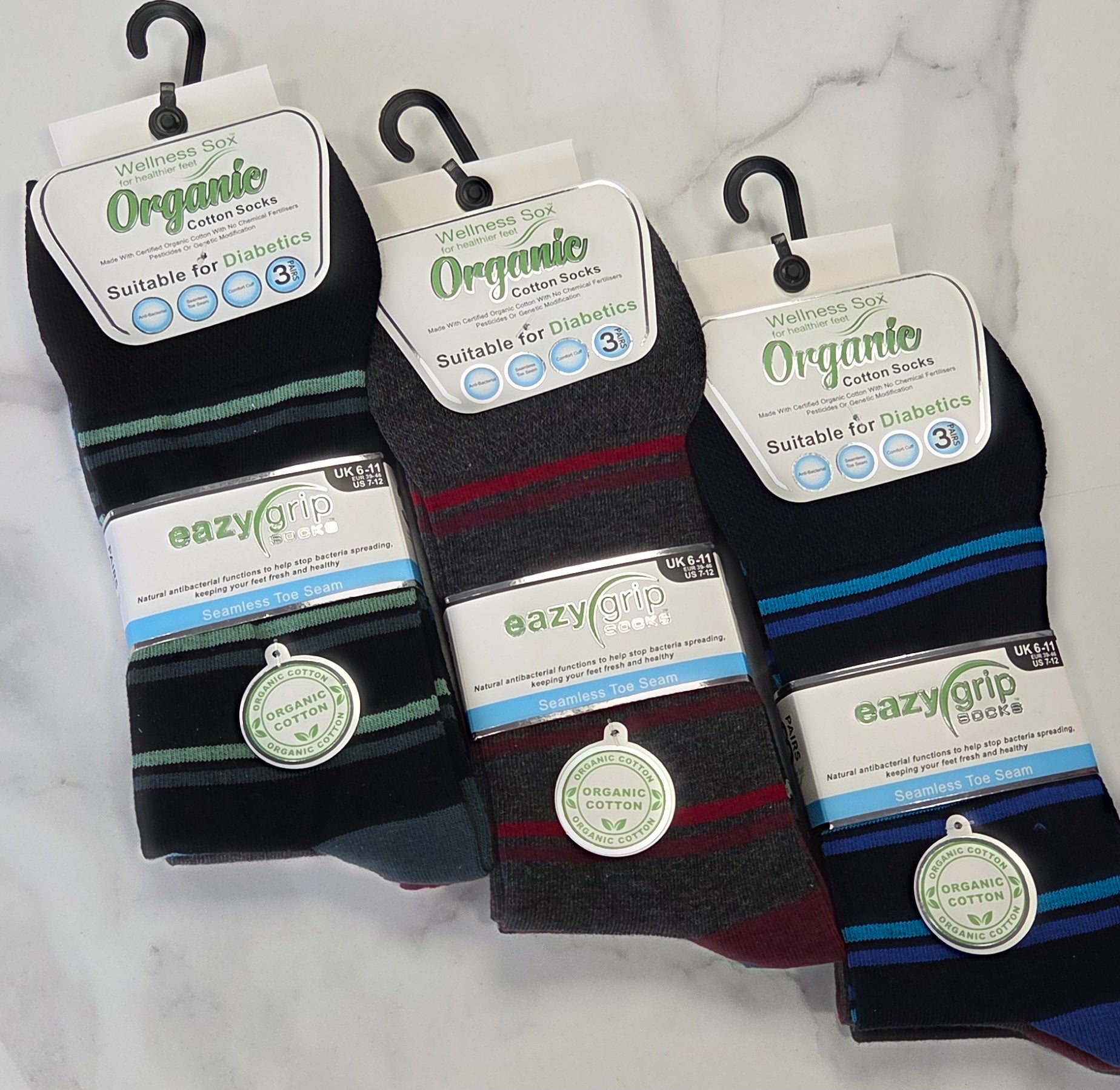 DIABETIC 3 PACK SOCKS - MULTI