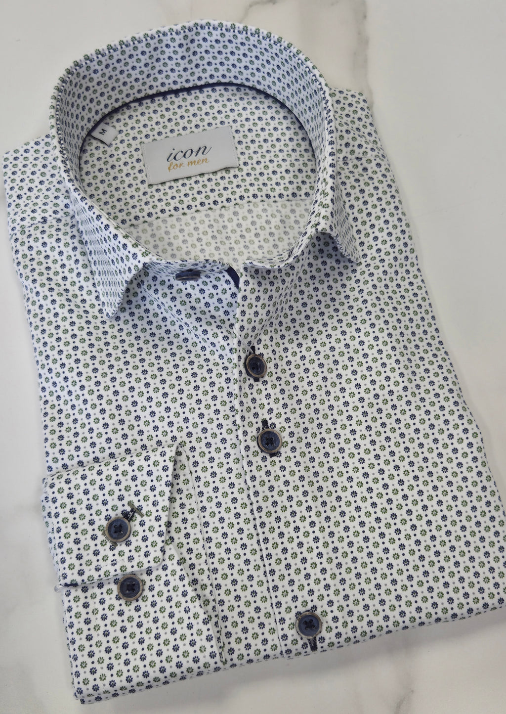 ADVISE ICON PATTERN L/S SHIRT (ICN106) - NAVY/GREEN