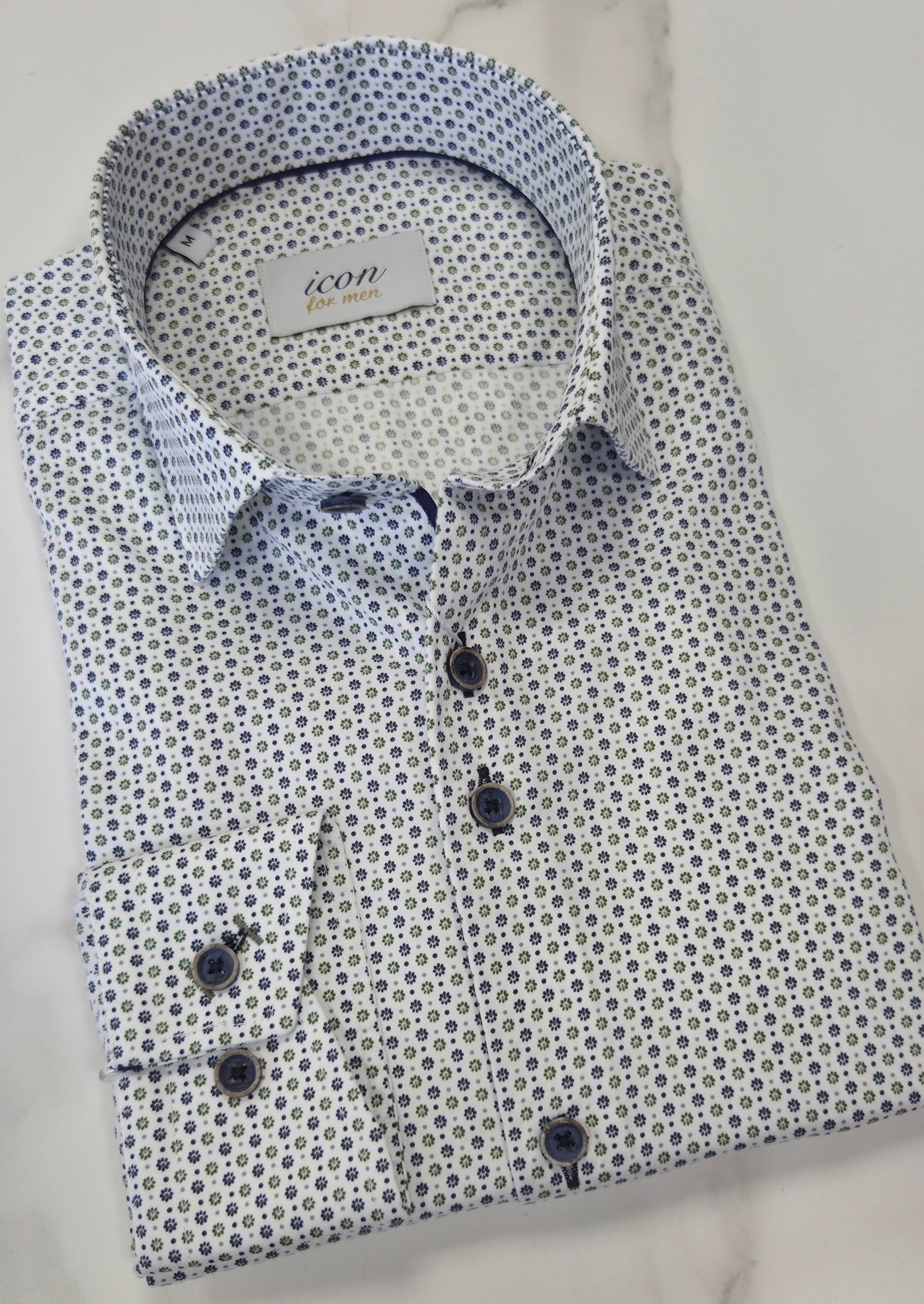ADVISE ICON PATTERN L/S SHIRT (ICN106) - NAVY/GREEN