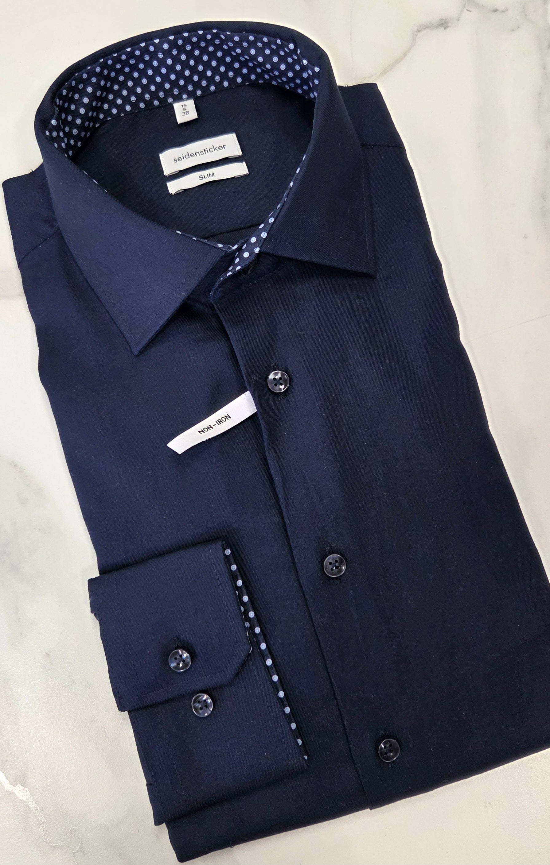 SEIDENSTICKER SLIM FITL/S SHIRT 01.645330 41 - NAVY