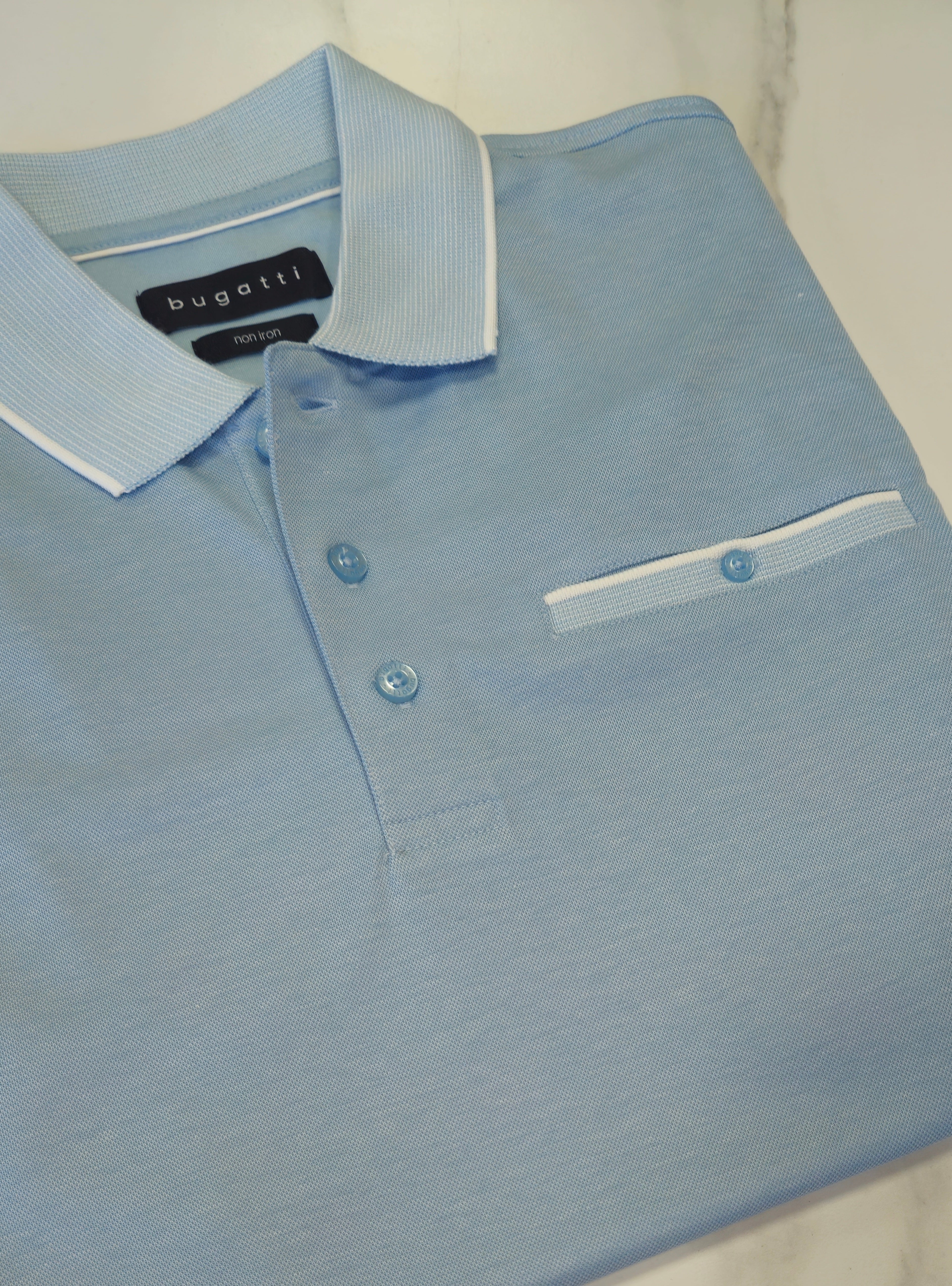 BUGATTI POCKET POLOSHIRT - BABY BLUE