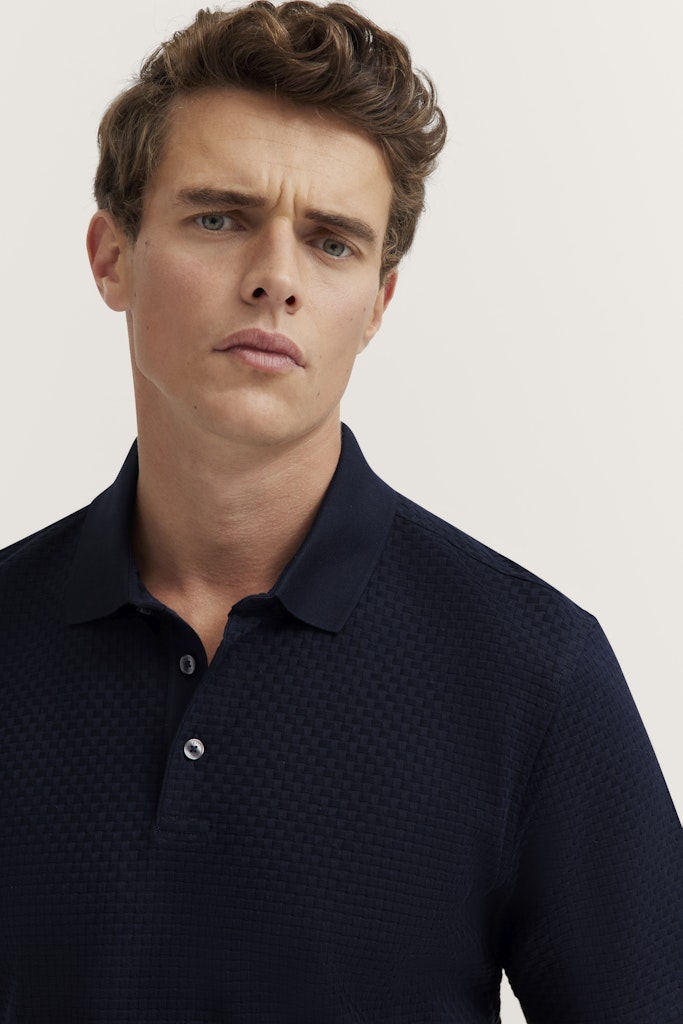 BUGATTI TEXTURED POLOSHIRT- NAVY