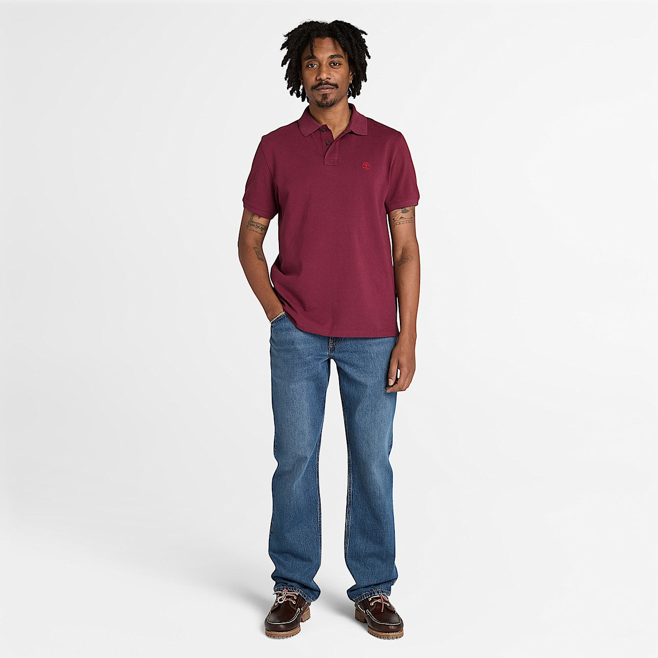 TIMBERLAND PIQUE POLOSHIRT  - BURGUNDY