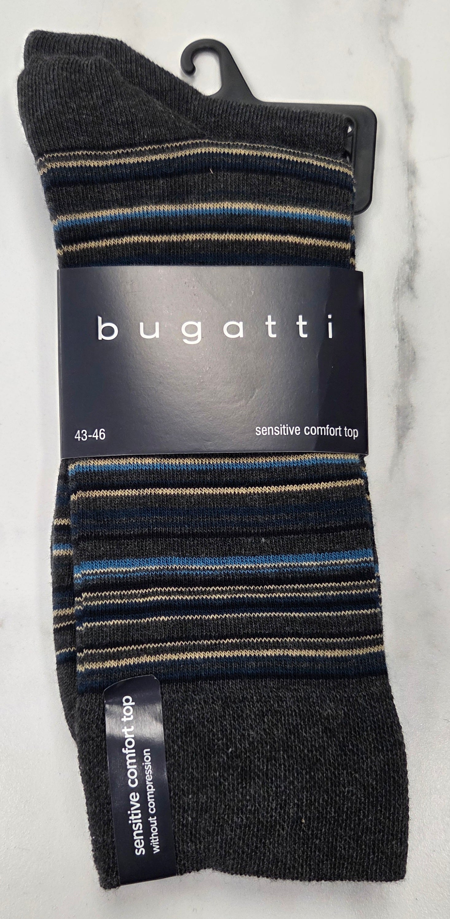 BUGATTI 2 PK SOCKS STRIPE (6385) -  GREY