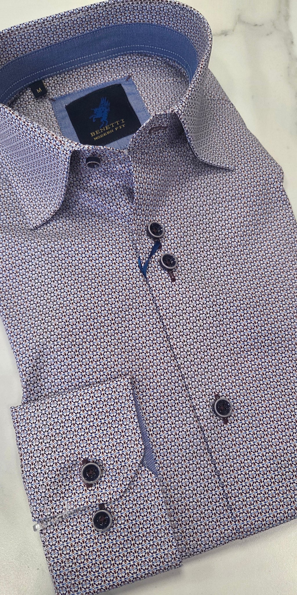 BENETTI MOSCO L/S SHIRT - WINE/BLUE