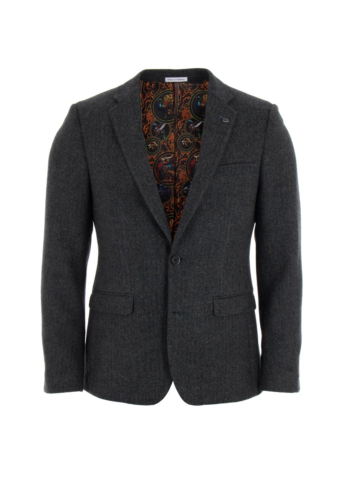WHITE LABEL TAPERED FIT HOUNDSTOOTH TWEED BLAZER - GREEN