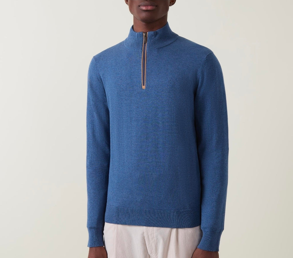 BUGATTI 1/4 ZIP KNITWEAR (15510E/370) - DENIM BLUE