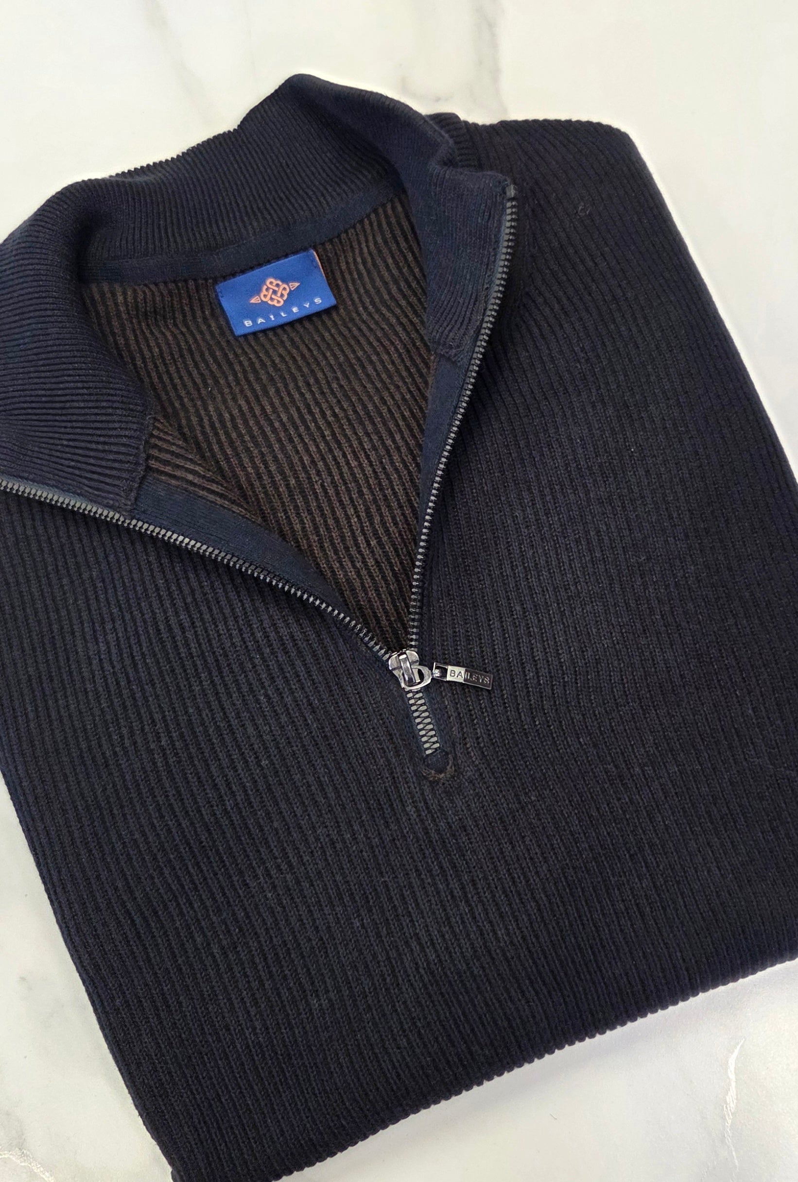 BAILEYS TEXTURED 1/4 ZIP KNITWEAR (528419/60) - NAVY