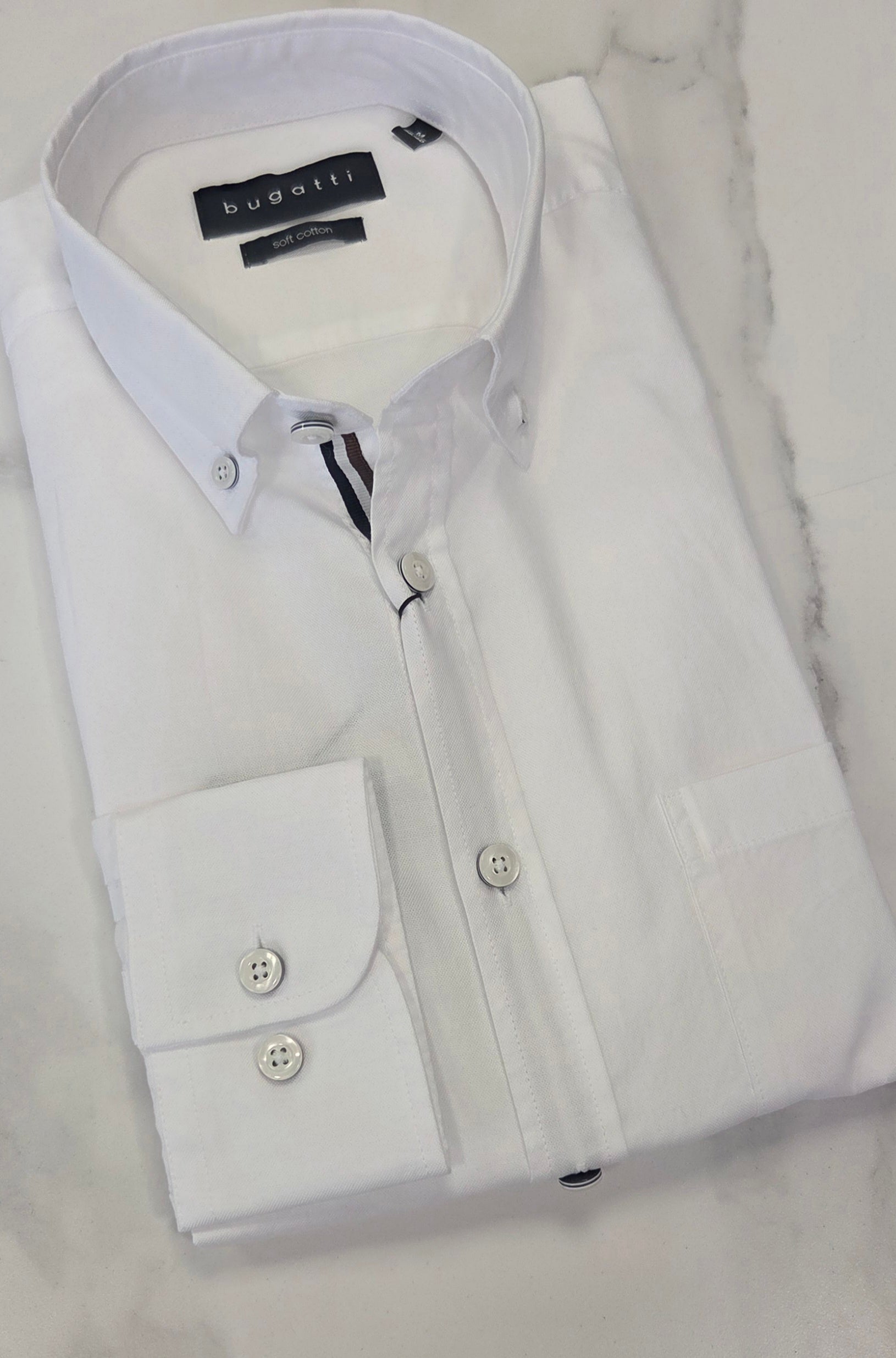 BUGATTI OXFORD COTTON L/S SHIRT (28800F/10) - WHITE