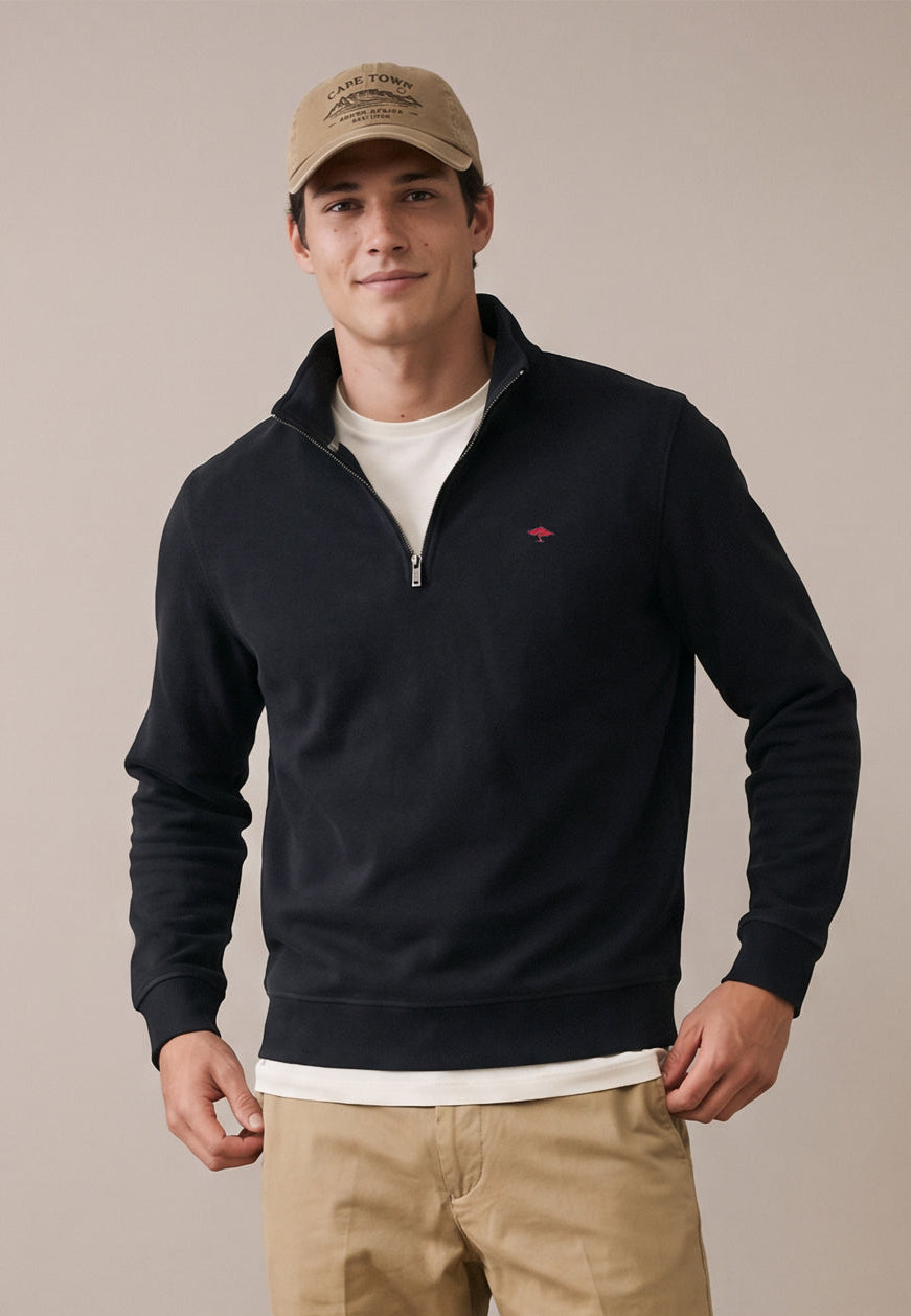 FYNCH HATTON 1/4 ZIP SWEATSHIRT - NAVY