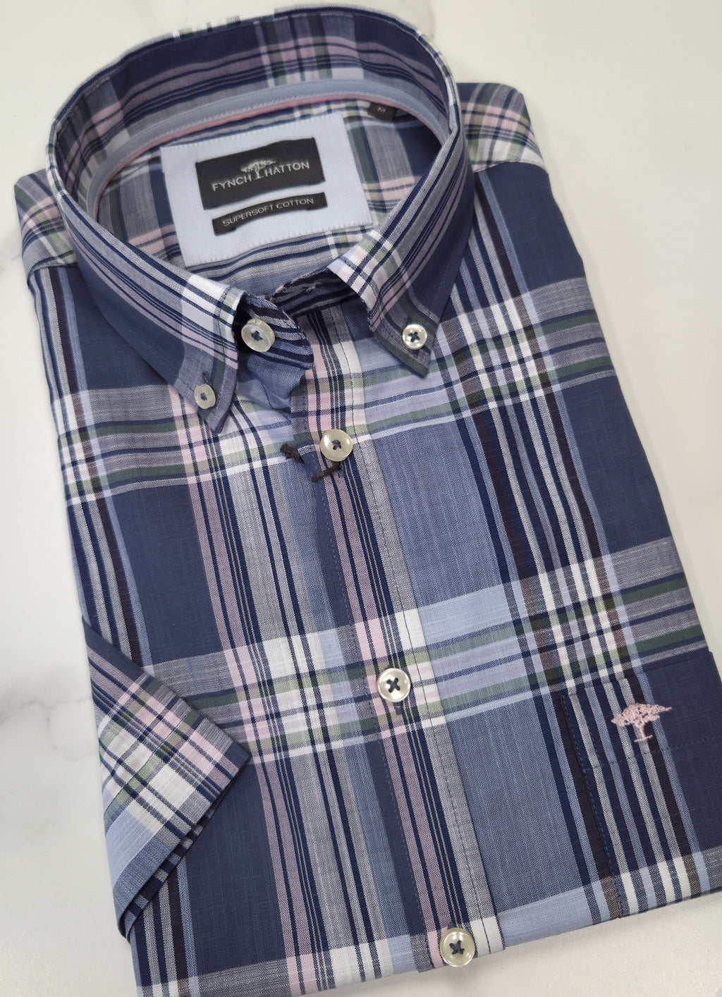 FYNCH HATTON SUB CHECK S/S SHIRT  - MULTI