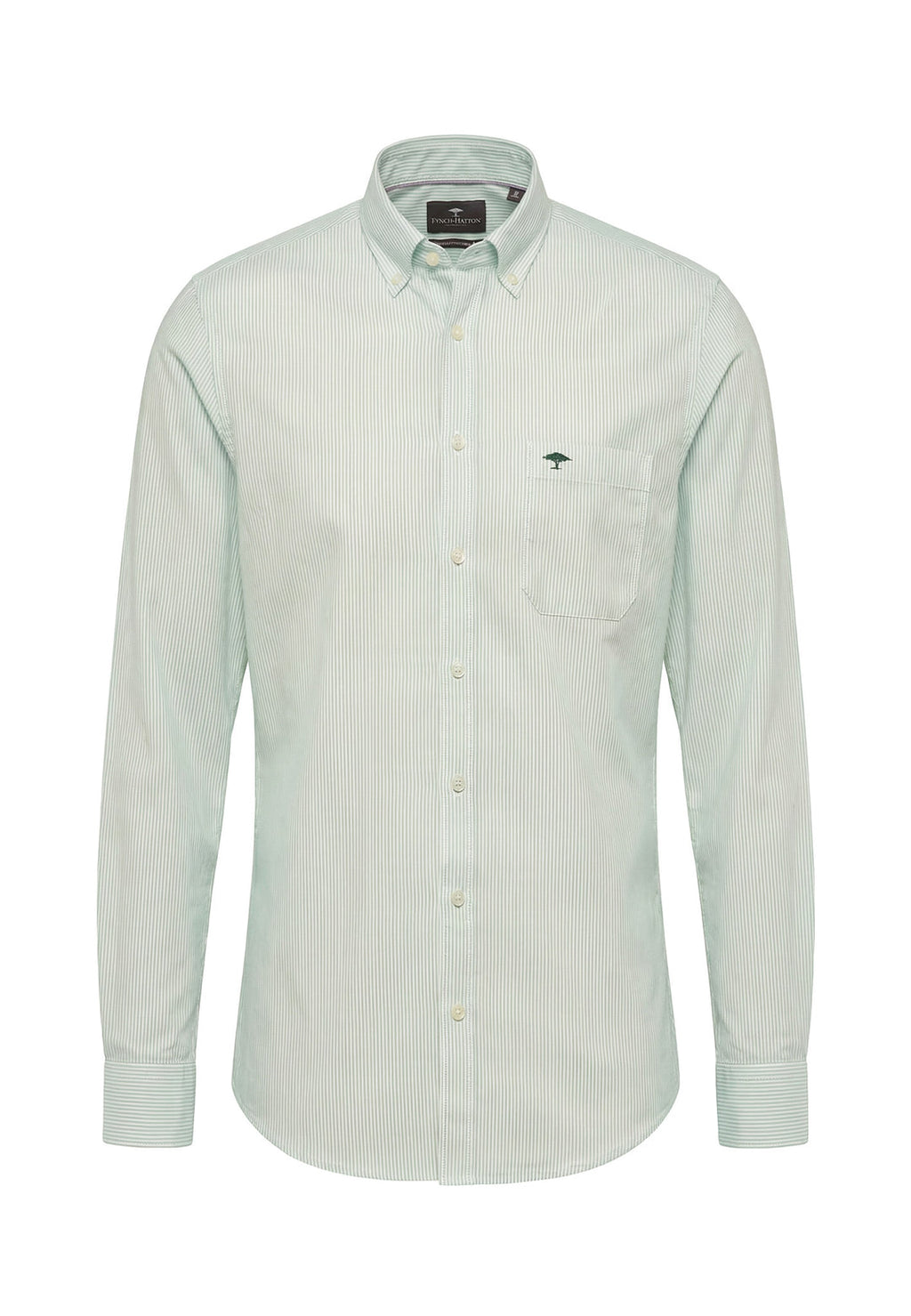 FYNCH HATTON OXFORD COTTON STRIPE  - MINT/WHITE