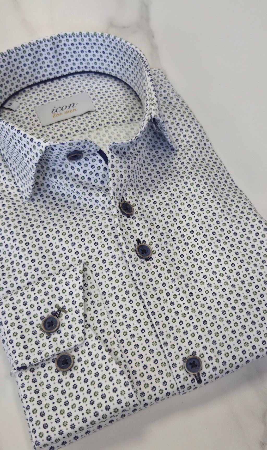ADVISE ICON PATTERN L/S SHIRT (ICN106) - NAVY/GREEN