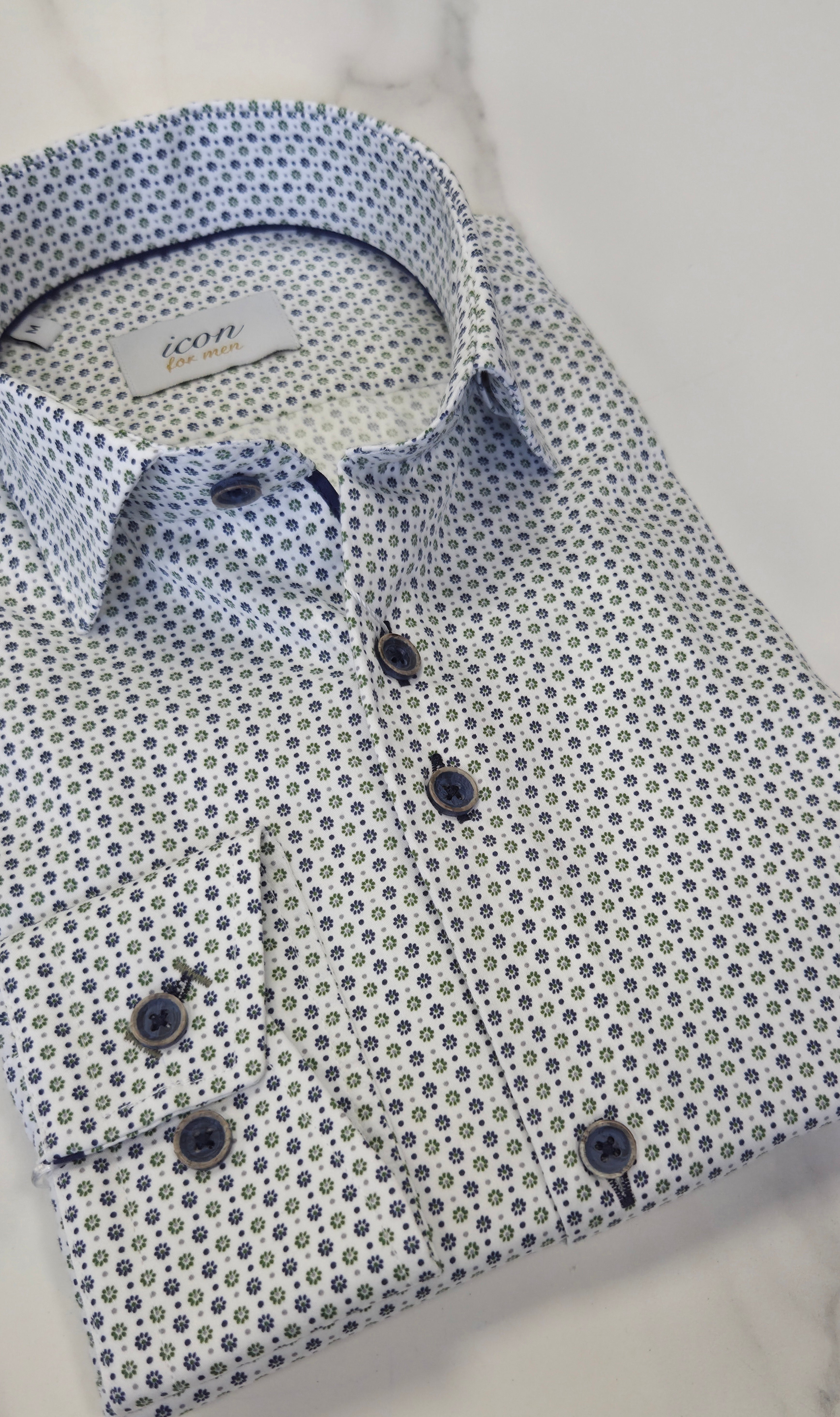 ADVISE ICON PATTERN L/S SHIRT (ICN106) - NAVY/GREEN