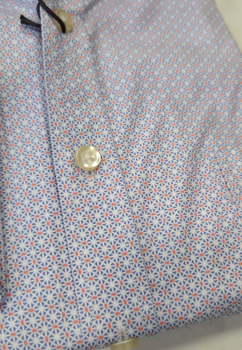 FYNCH HATTON PATTERN PRINT L/S SHIRT - BLUE/ORANGE