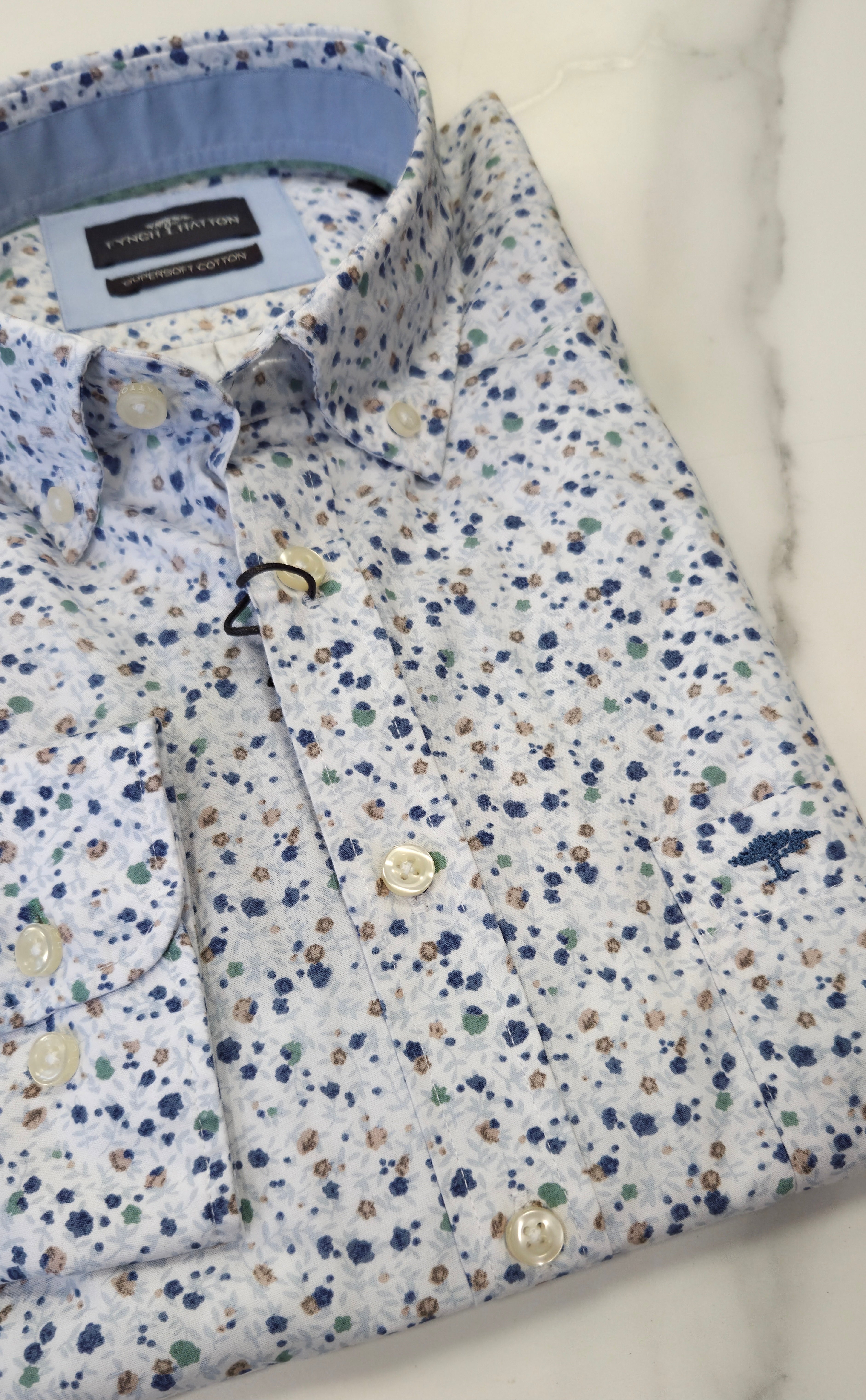 FYNCH HATTON FLOWER PRINT L/S SHIRT - MULTI