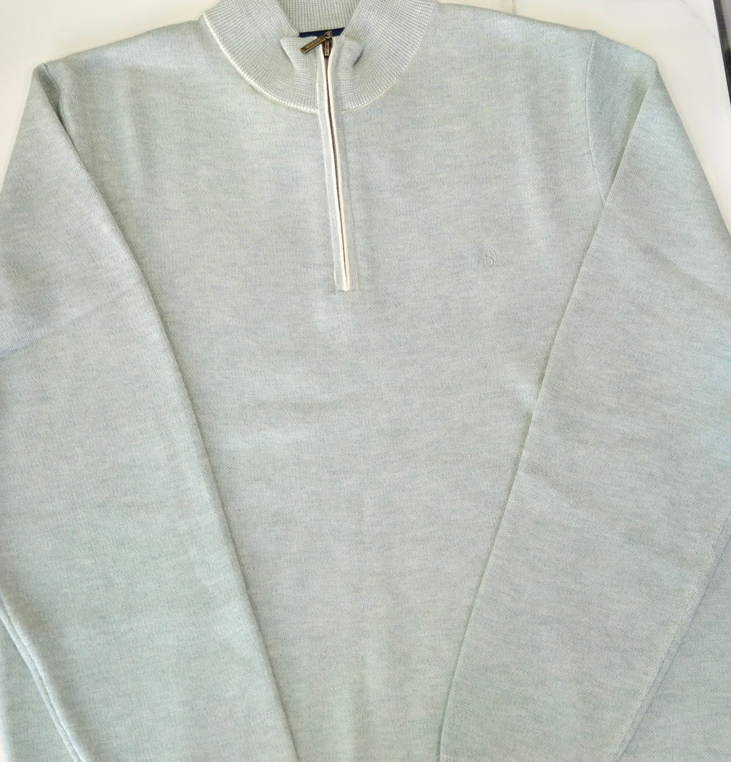 BENETTI JULIUS 1/4 ZIP KNITWEAR - MINT