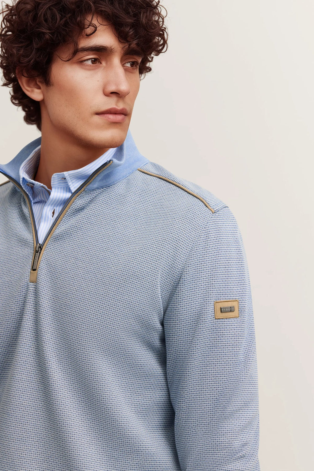BUGATTI 1/4 ZIP SWEATSHIRT (15141E/320) - BABY BLUE