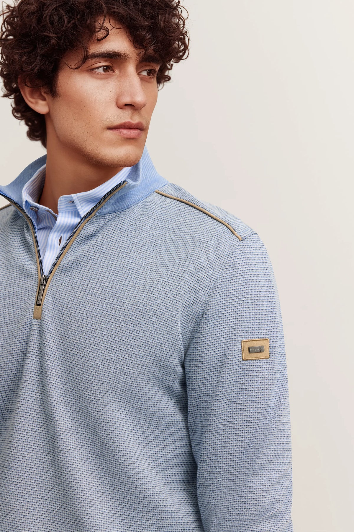 BUGATTI 1/4 ZIP SWEATSHIRT (15141E/320) - BABY BLUE